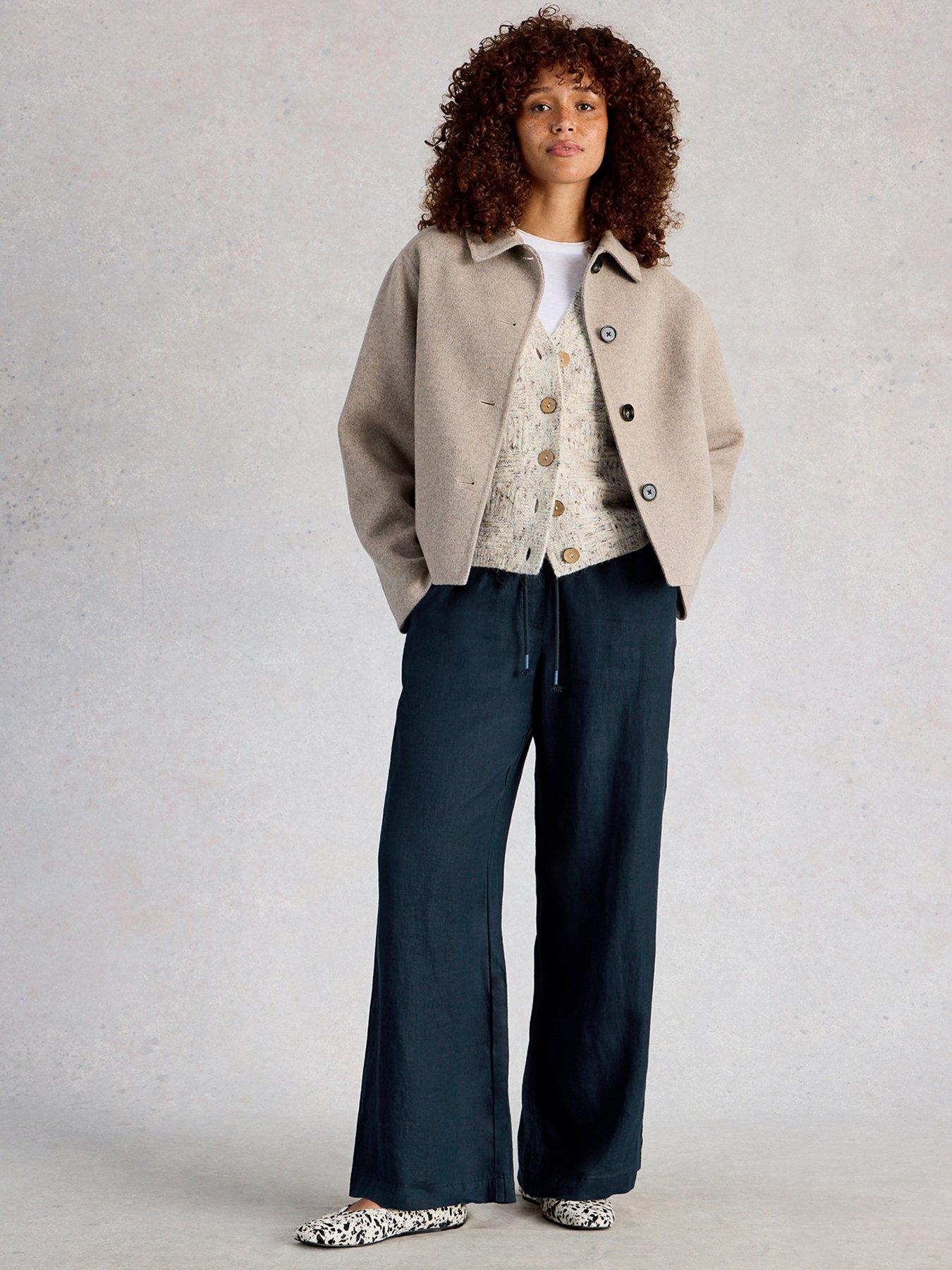Image 3 of 6 of White Stuff Ally Linen Wide Leg Trouser - Navy