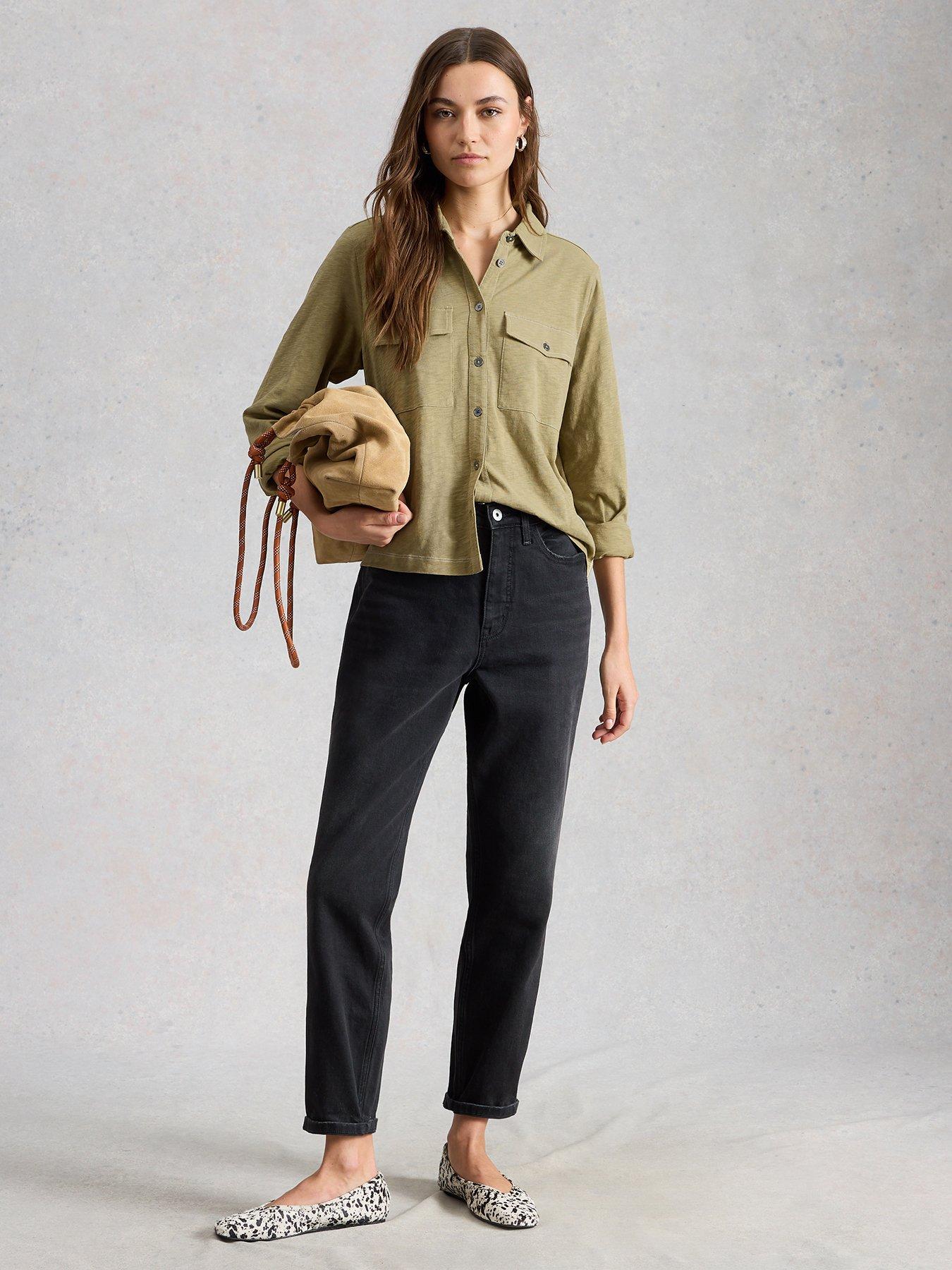 Image 3 of 6 of White Stuff Una Long Sleeve Utility Shirt - Khaki