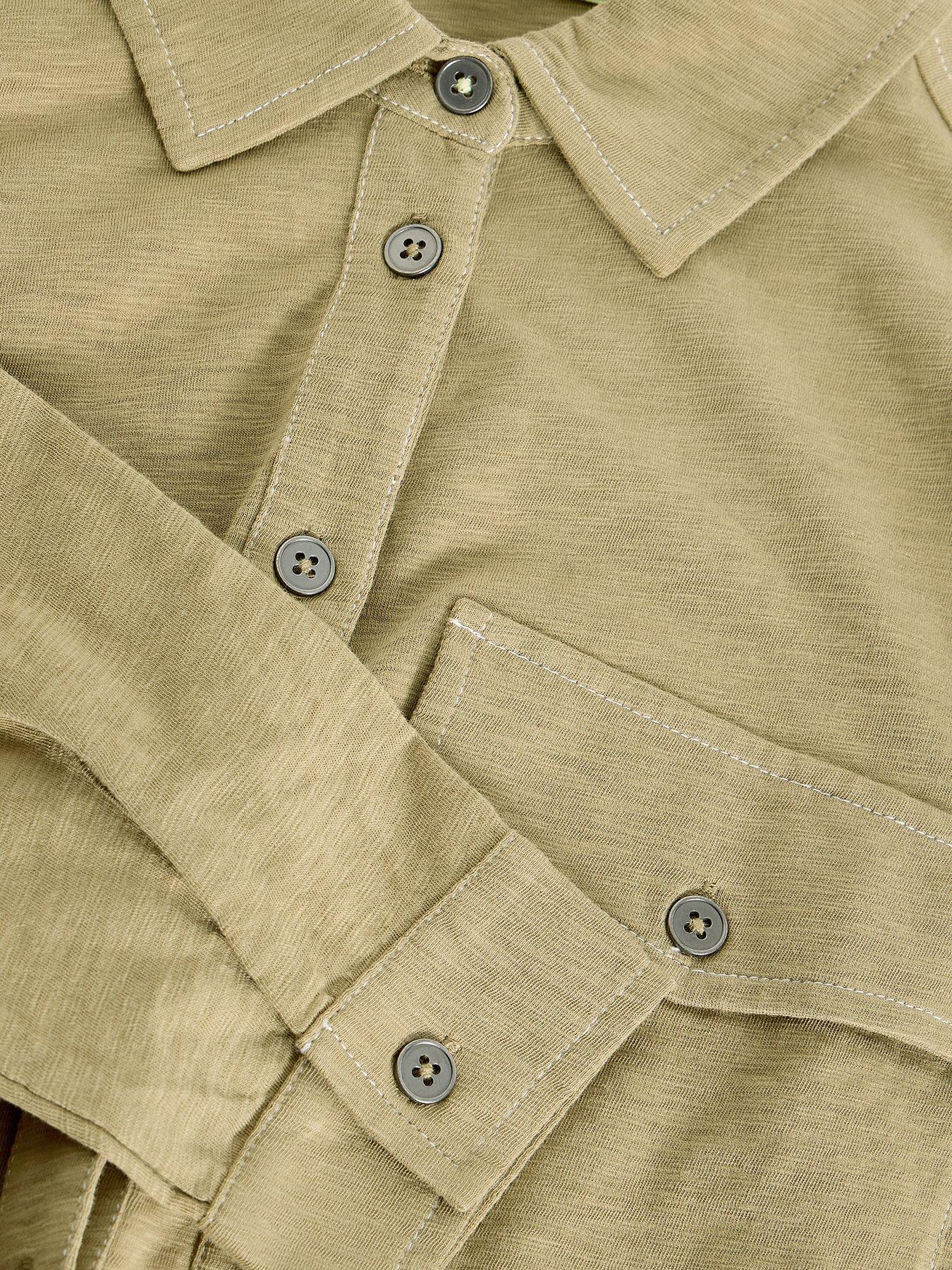 Image 6 of 6 of White Stuff Una Long Sleeve Utility Shirt - Khaki