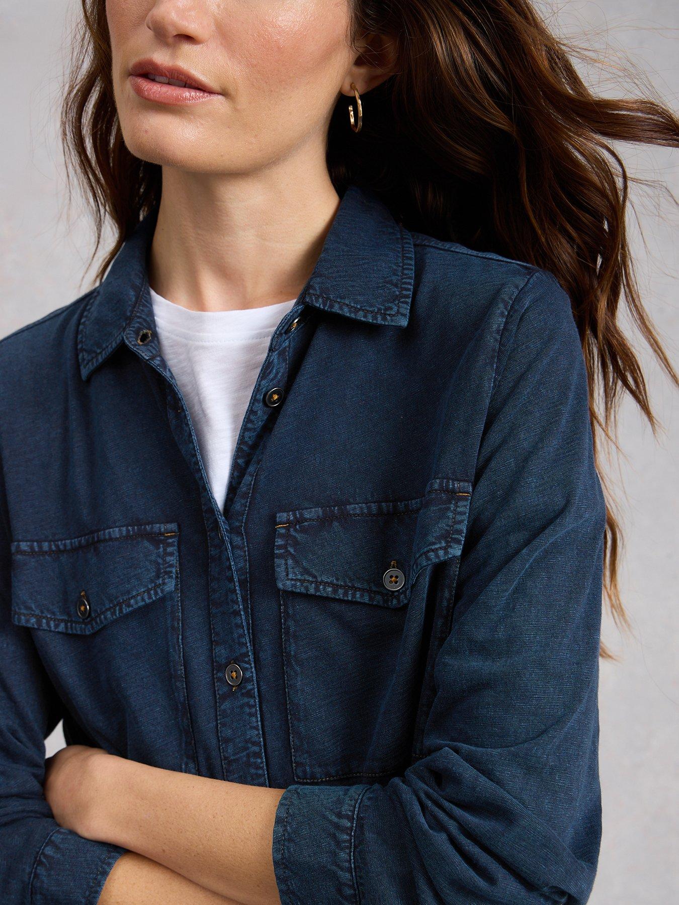 Image 4 of 6 of White Stuff Una Pocket Utility Shirt - Blue