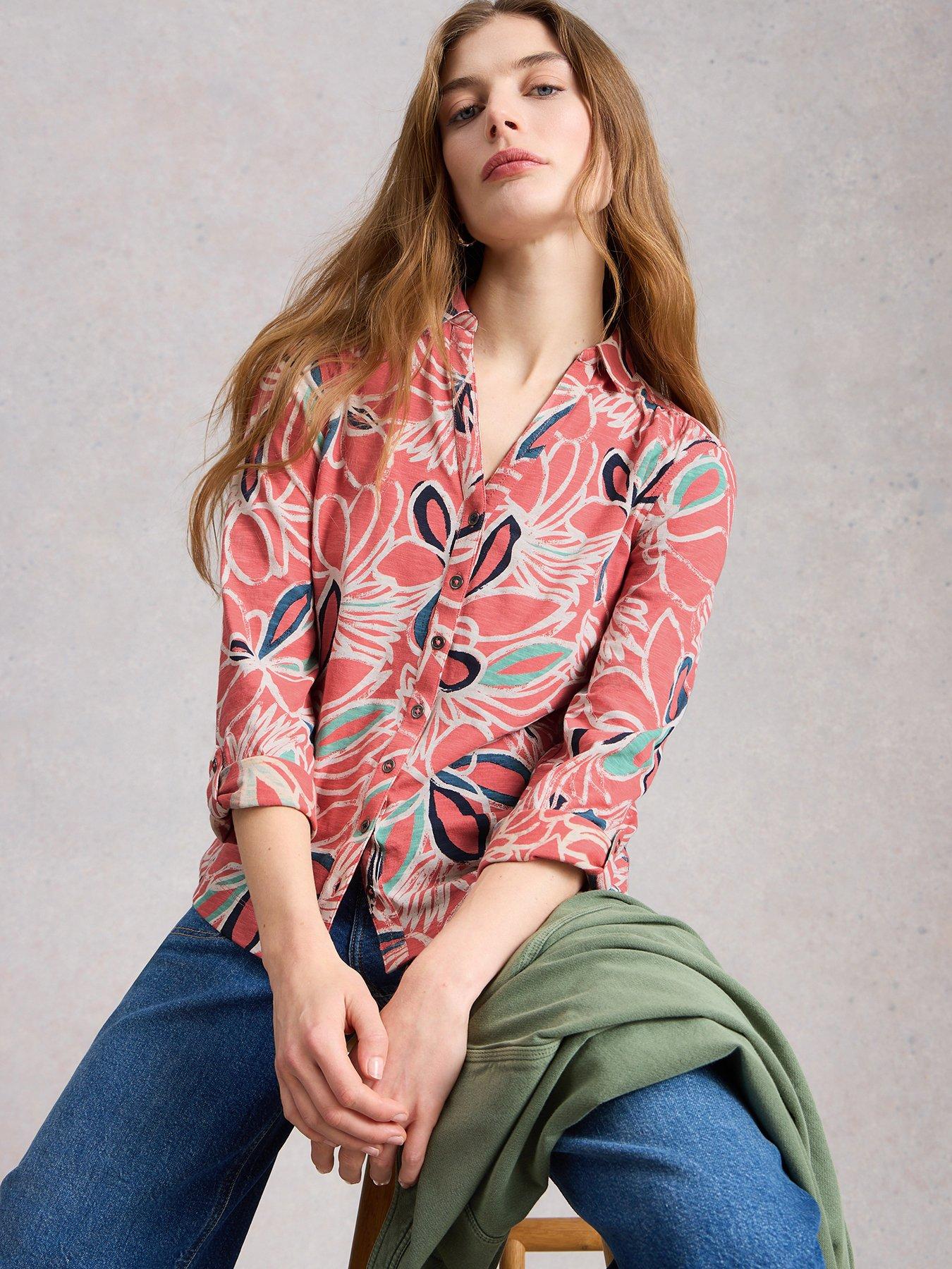 Image 1 of 6 of White Stuff Annie Jersey Shirt - Pink