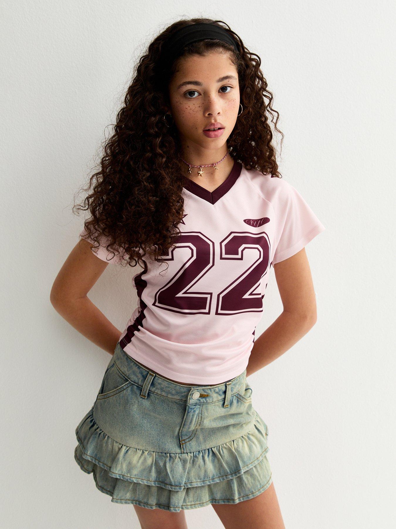 New Look 915 Girls Blue Bleach Effect Denim Rara Skort