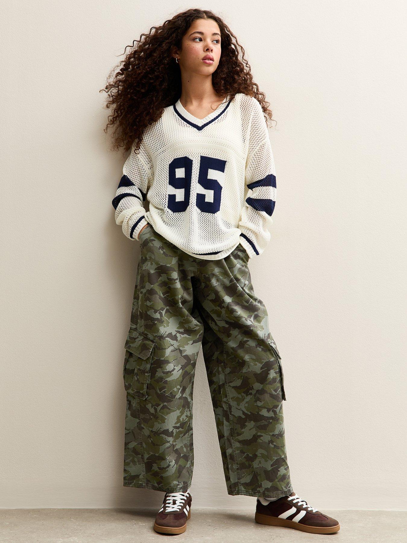 new-look-915-girls-camo-cargo-parachute-trousers-dark-green
