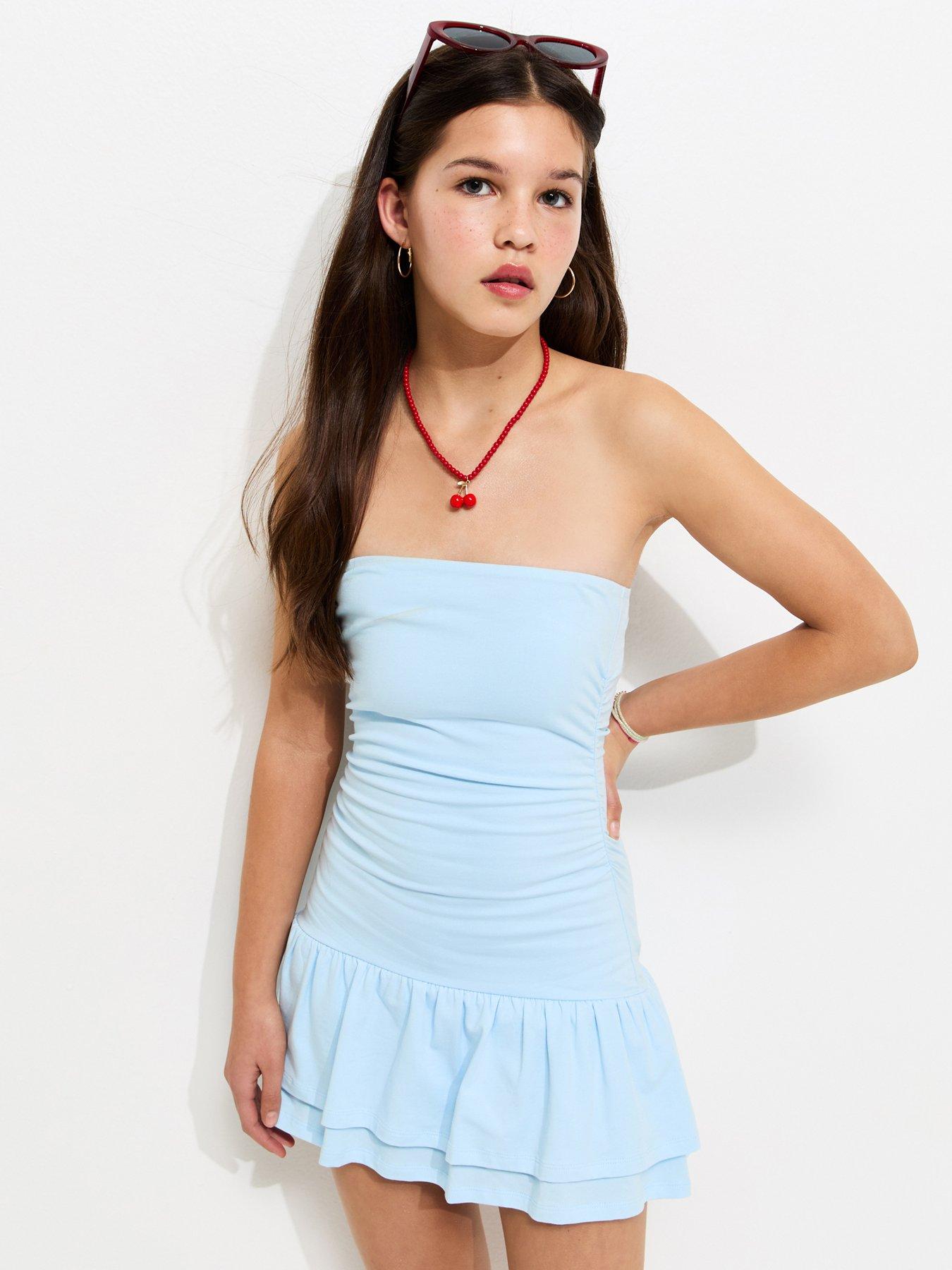 New Look 915 Girls Light Blue Rara Bandeau Dress