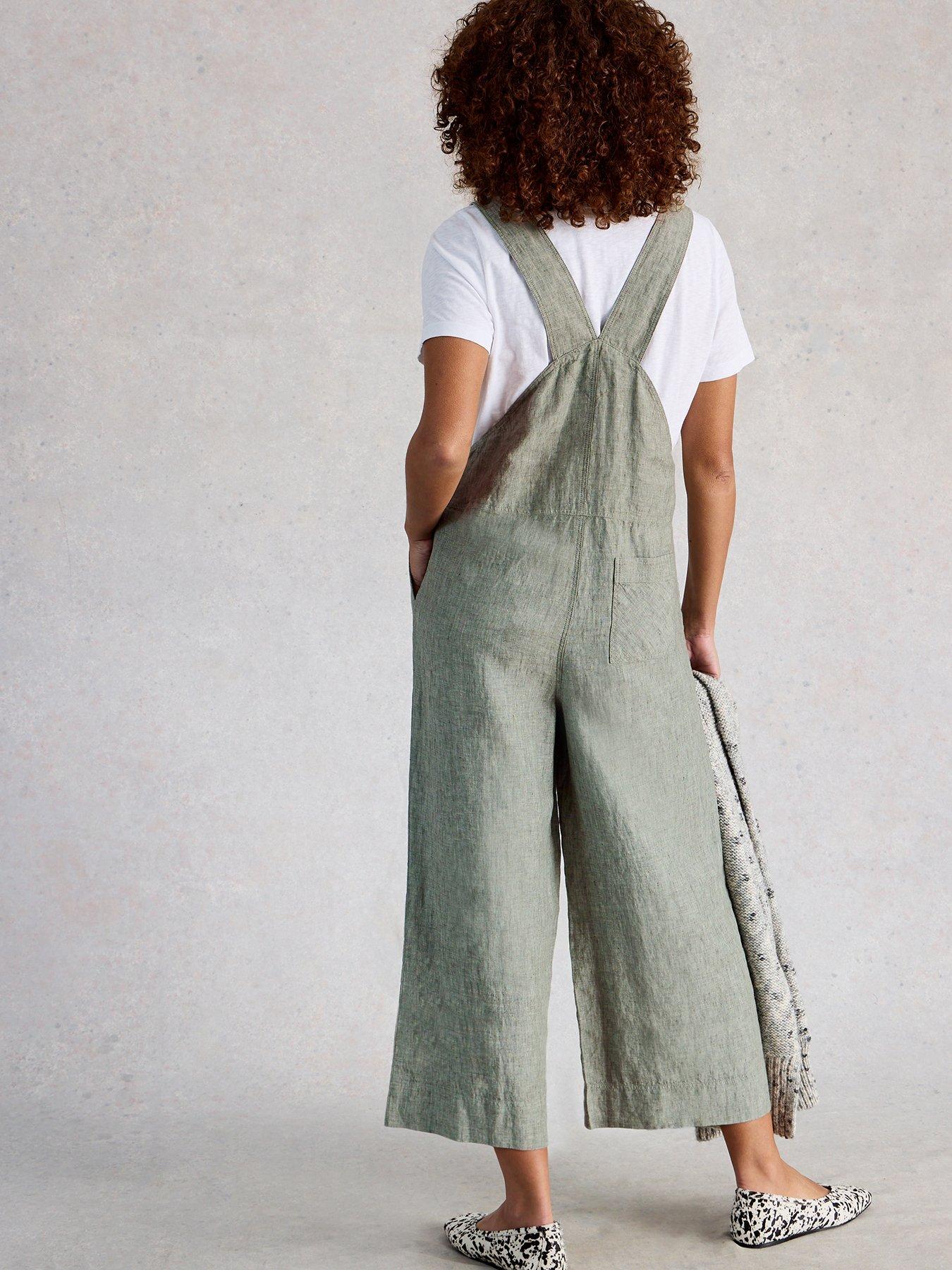 Image 2 of 6 of White Stuff Viola Linen Dungaree - Green