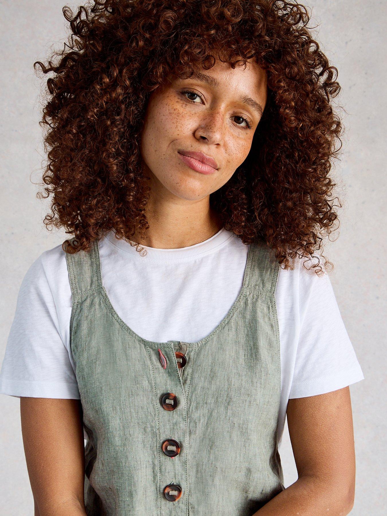 Image 4 of 6 of White Stuff Viola Linen Dungaree - Green