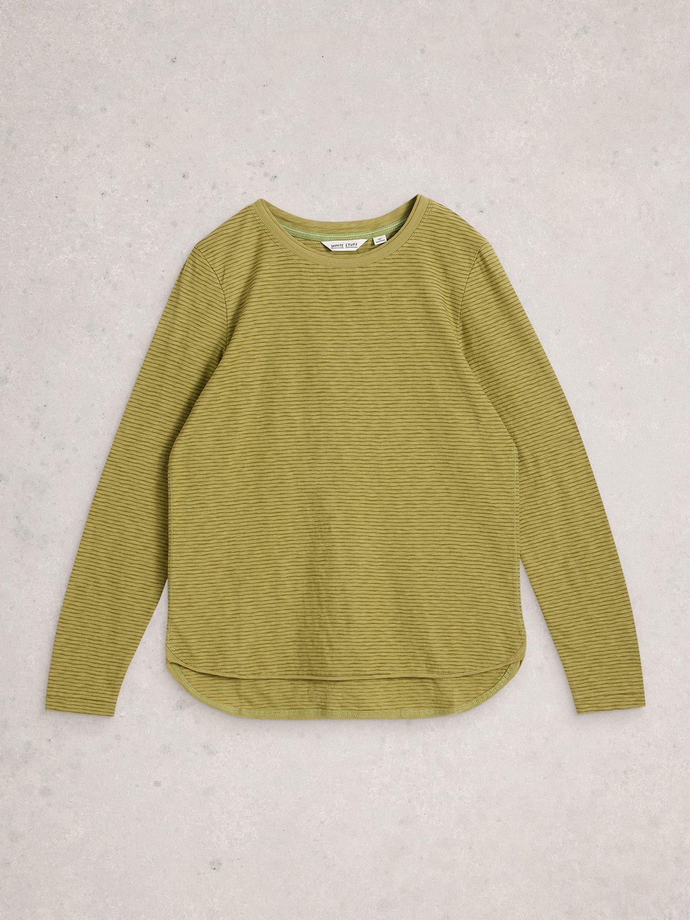 Image 5 of 6 of White Stuff Clara Texture Long Sleeve T-Shirt - Green