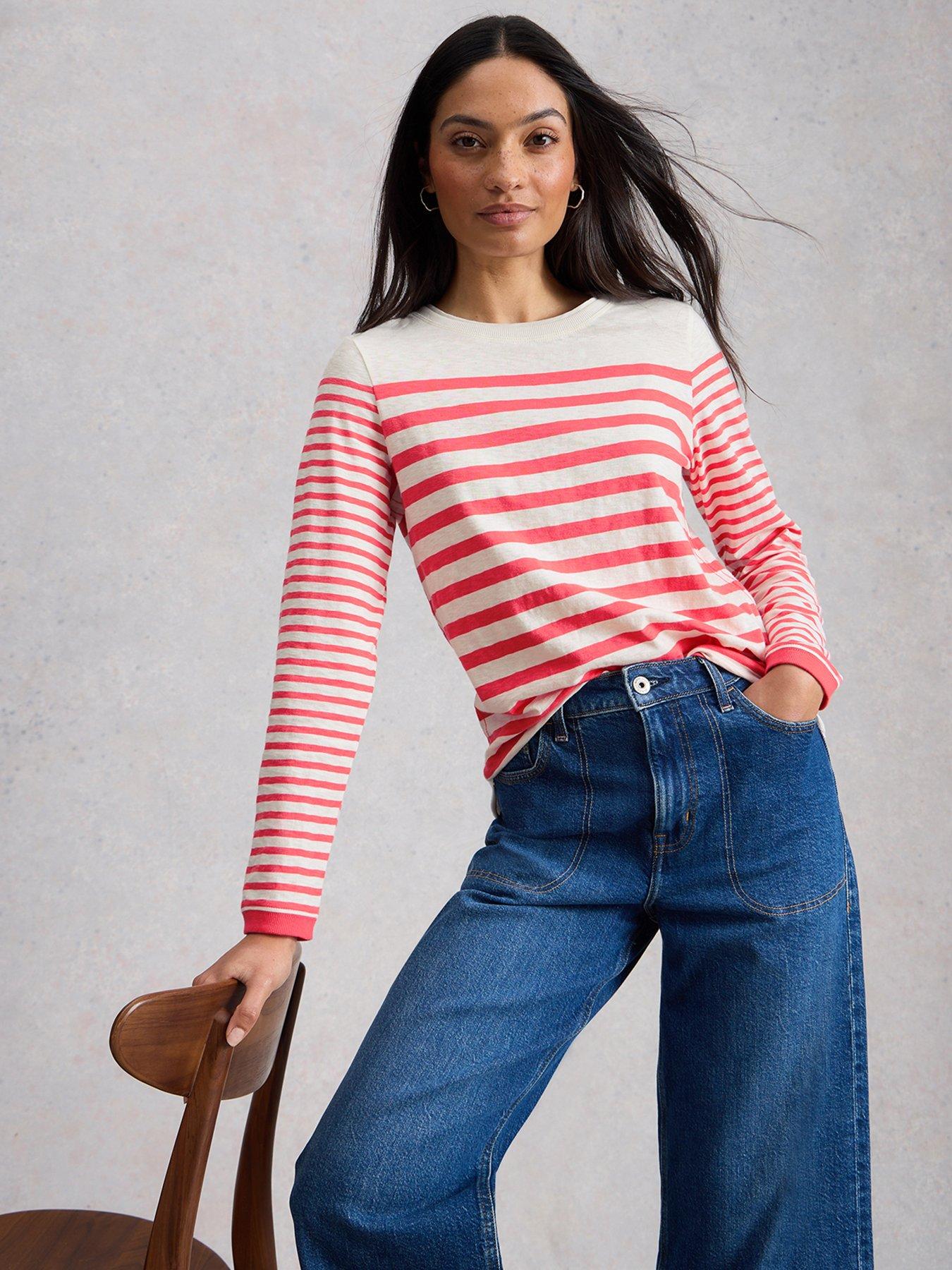 White Stuff Clara Long Sleeve Stripe T-Shirt - Pink
