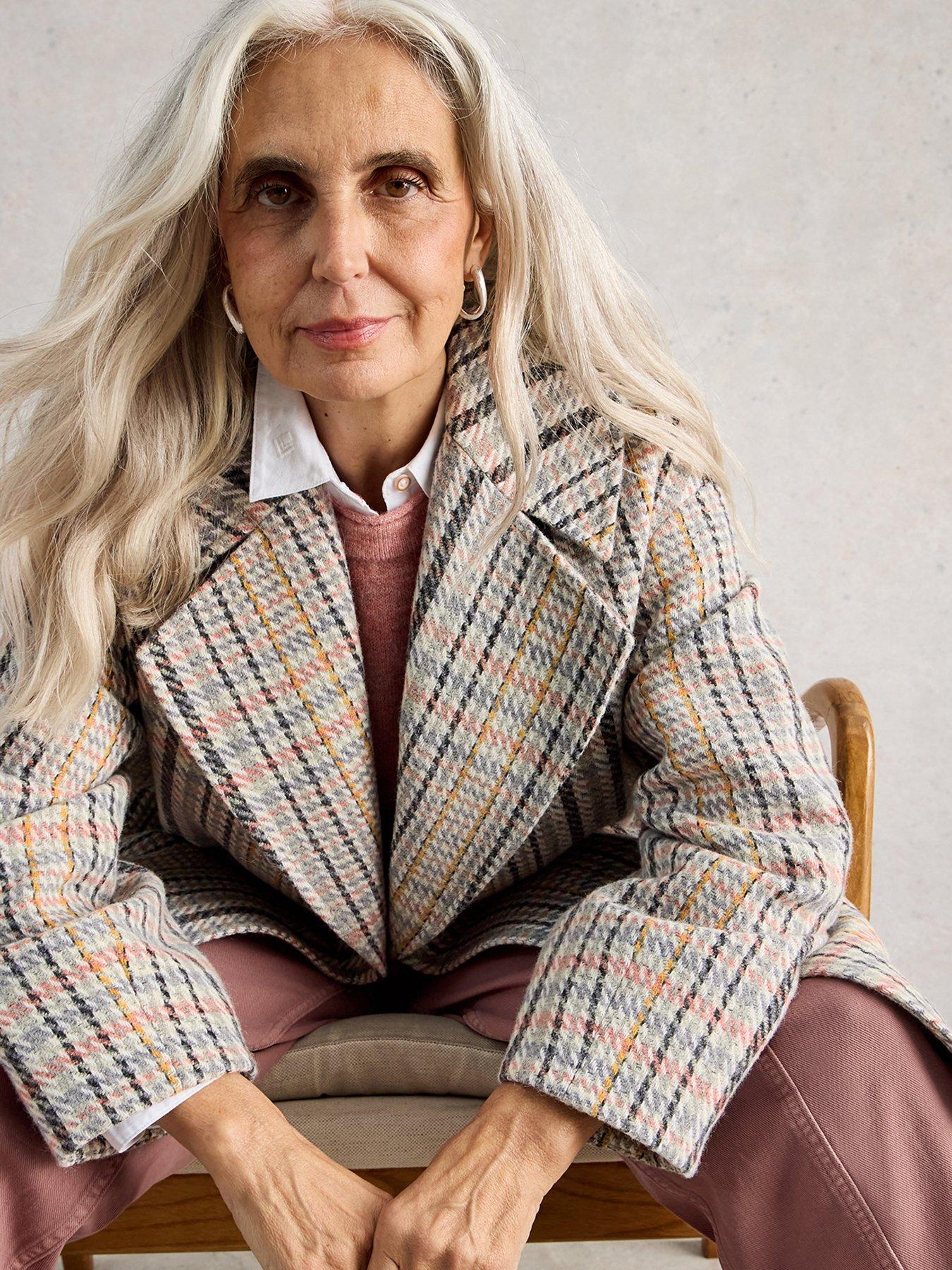 Image 3 of 6 of White Stuff Robyn Check Wool Blend Coat