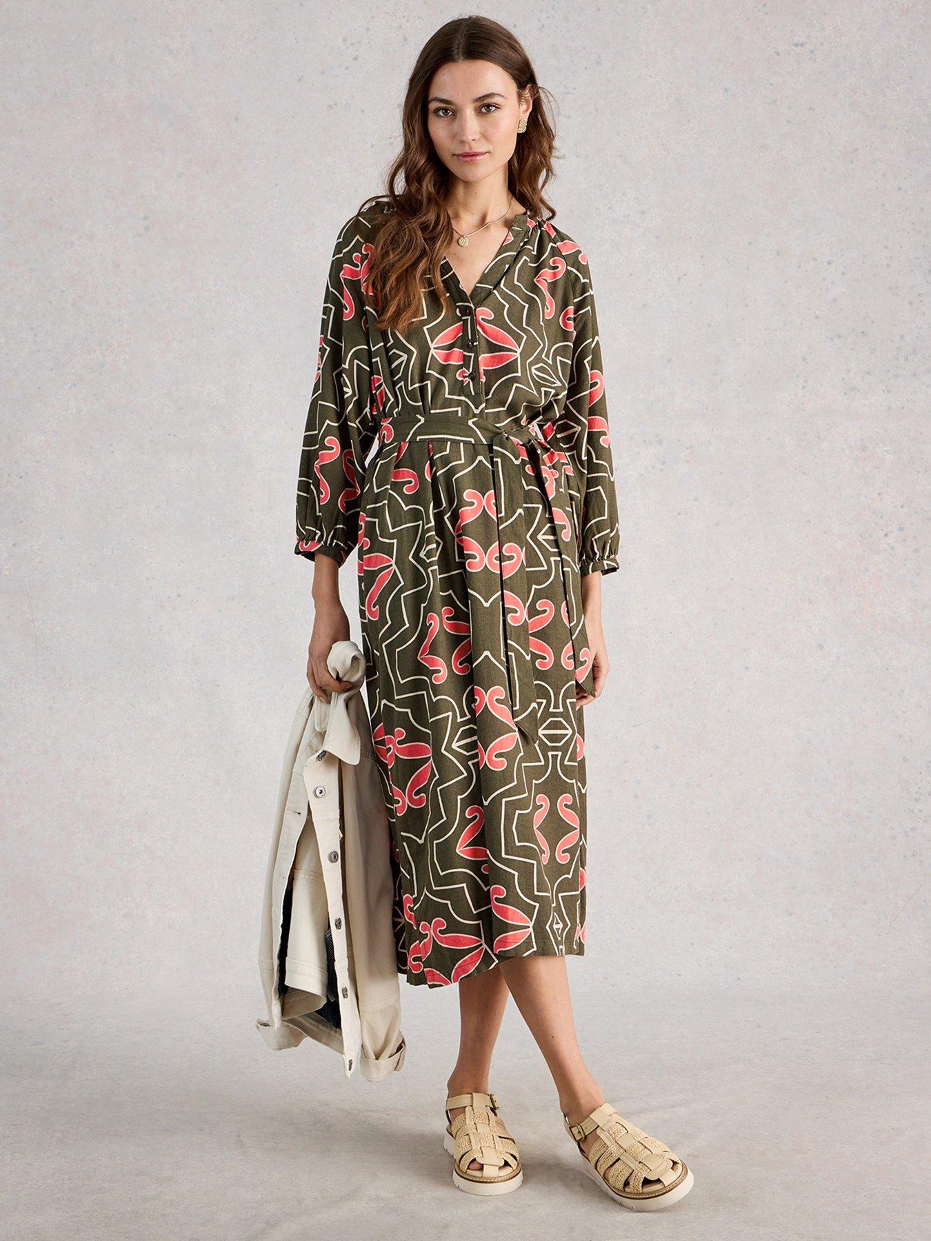 White Stuff Tobi Linen Dress - Green