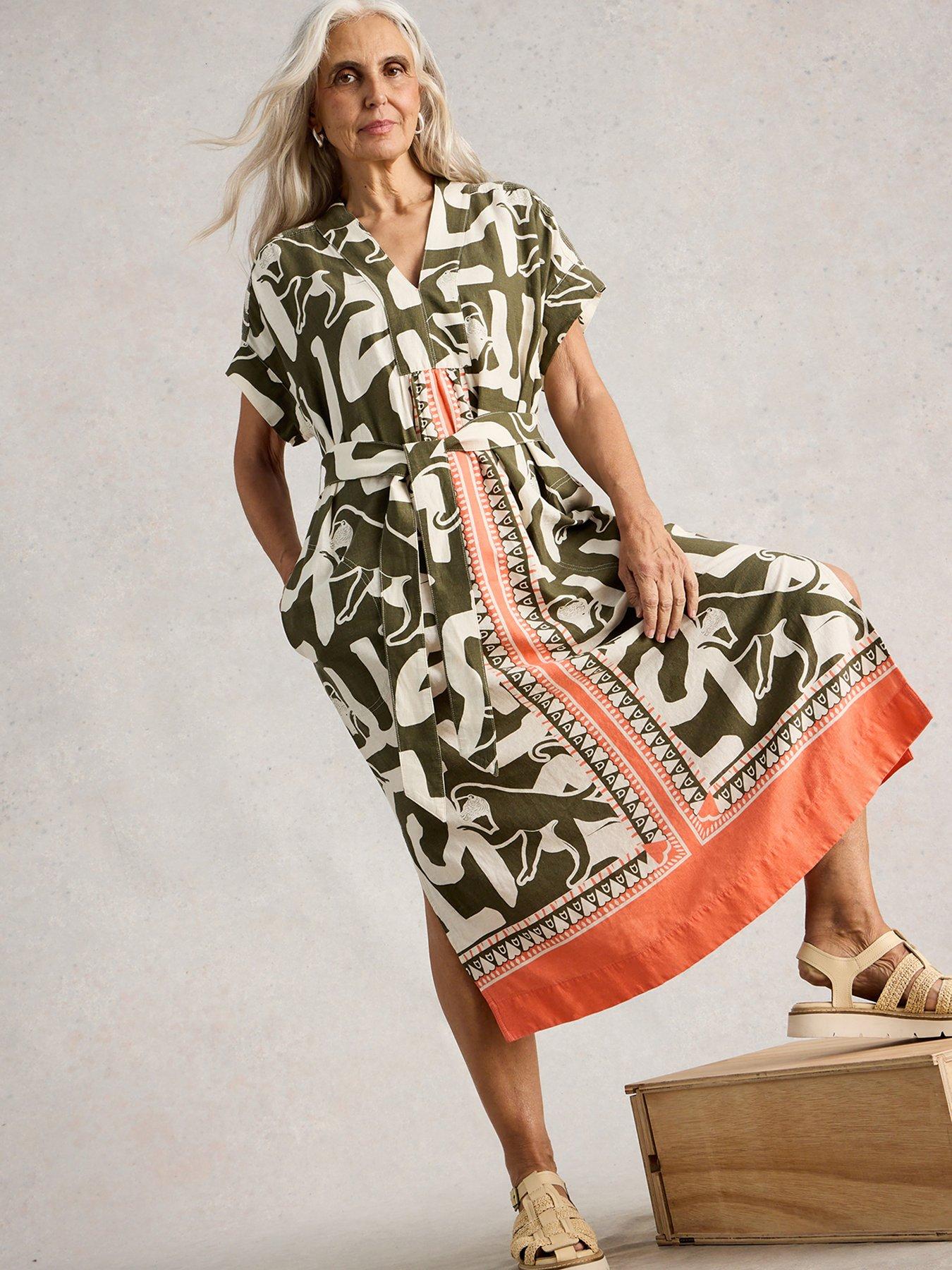 Image 1 of 6 of White Stuff Marianne Linen Dress - Beige
