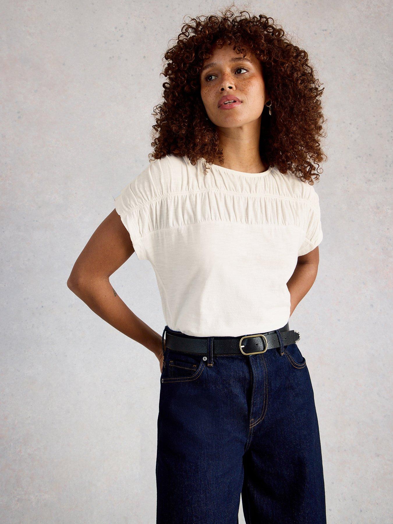 white-stuff-shirred-regular-round-neck-tops-white
