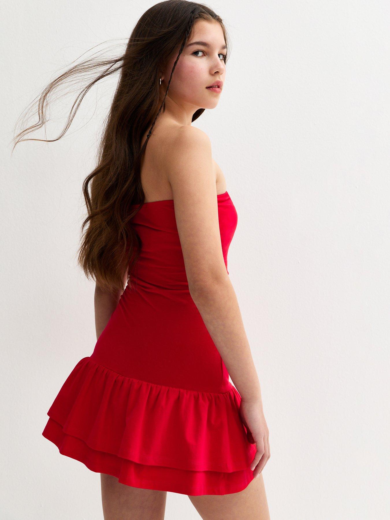 New Look 915 Girls Rara Bandeau Dress - Bright Red | Very Ireland