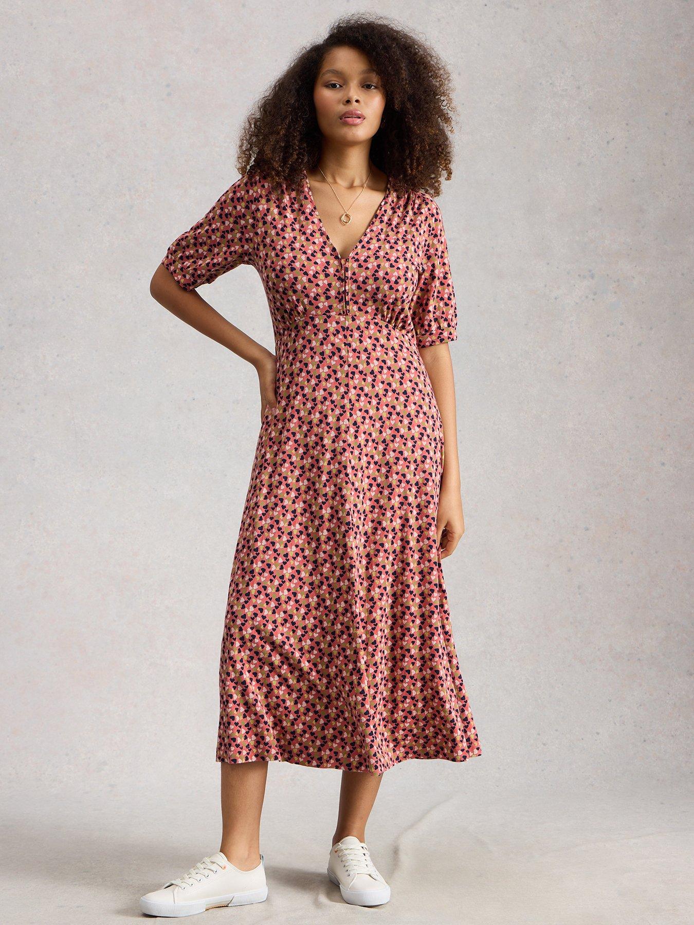 Image 1 of 6 of White Stuff Megan Jersey Dress - Pink