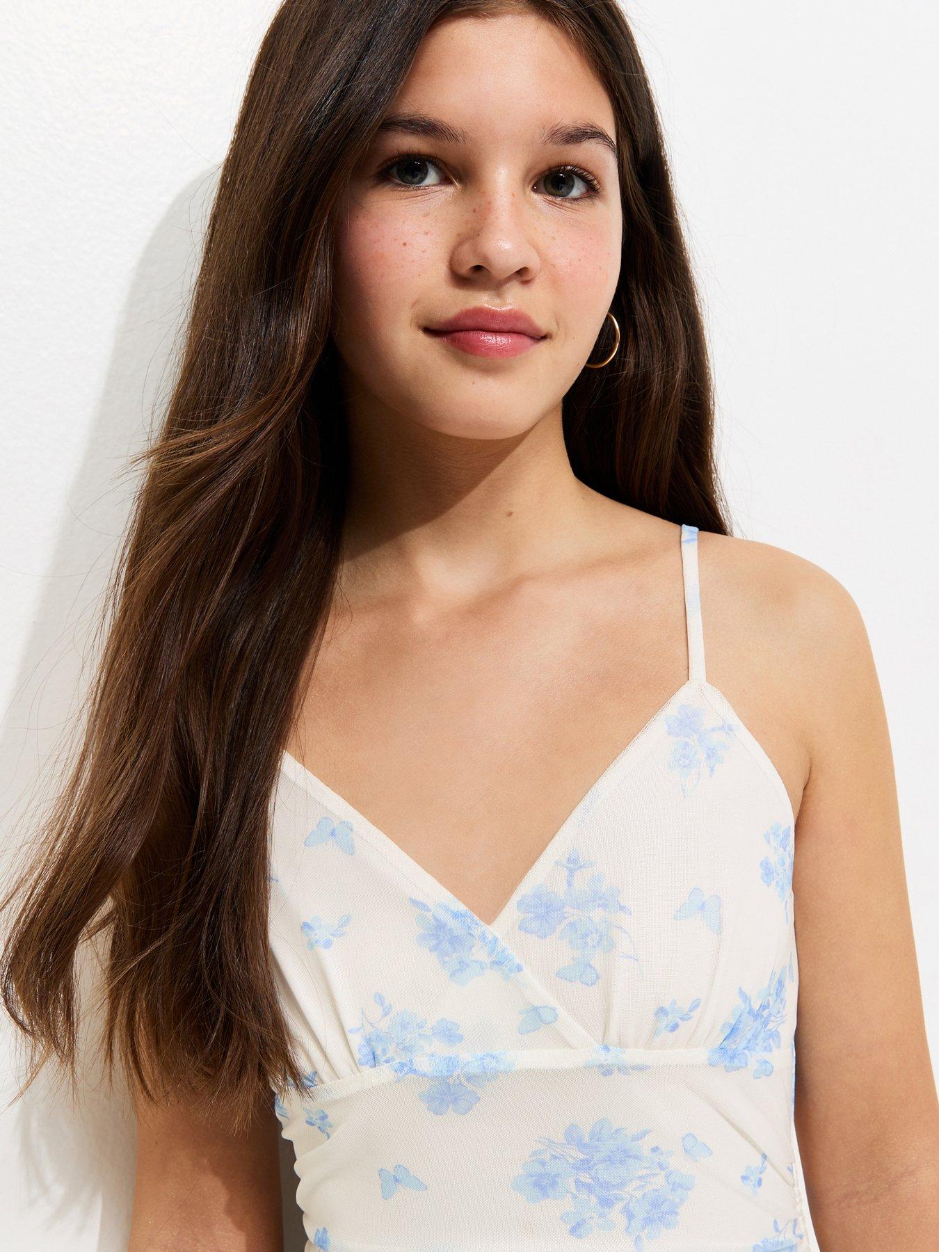Image 4 of 5 of New Look 915 Girls Butterfly Print Rara Skirt Dress - White