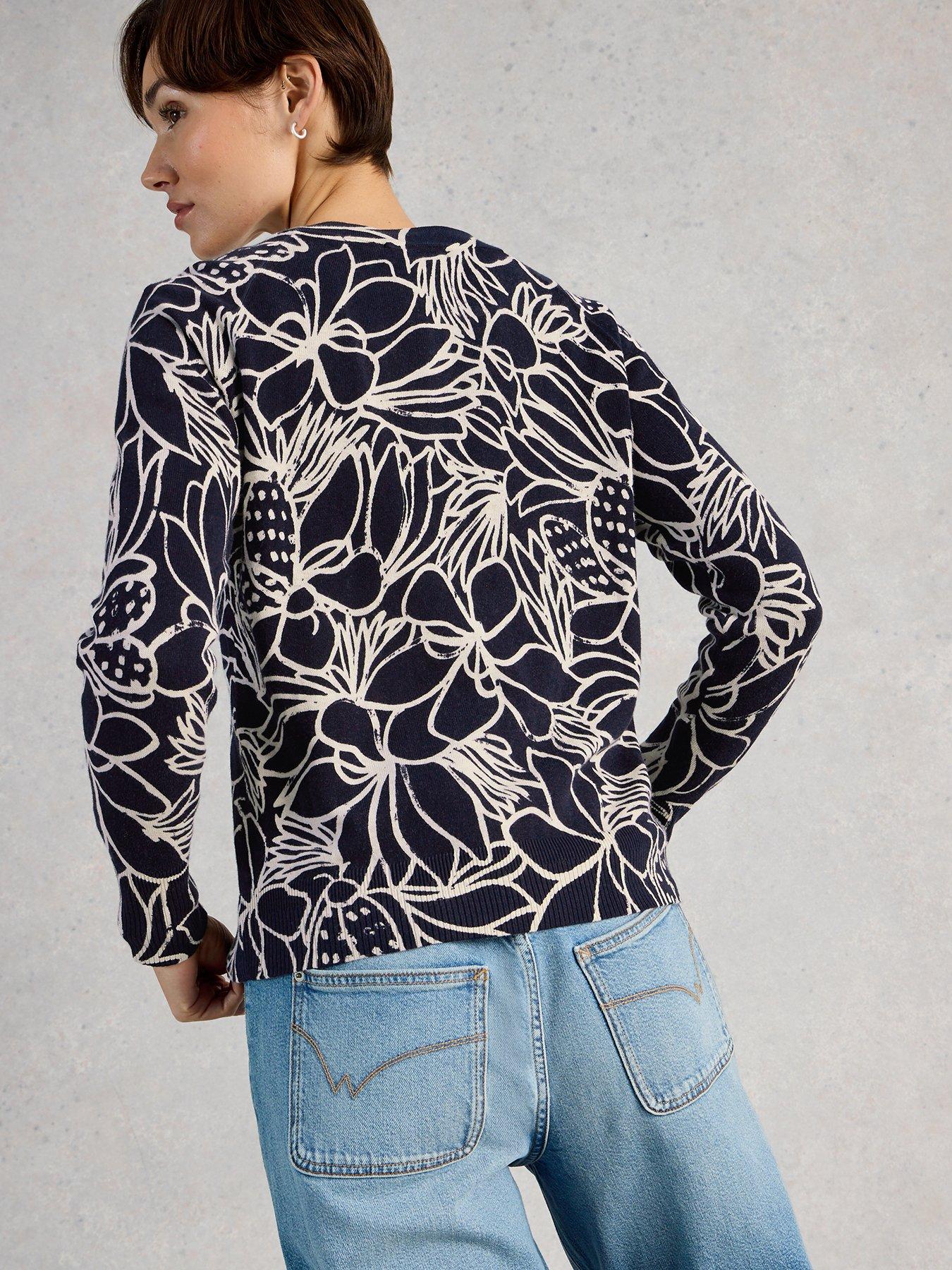 Image 2 of 6 of White Stuff Lulu Print Cardigan - Navy