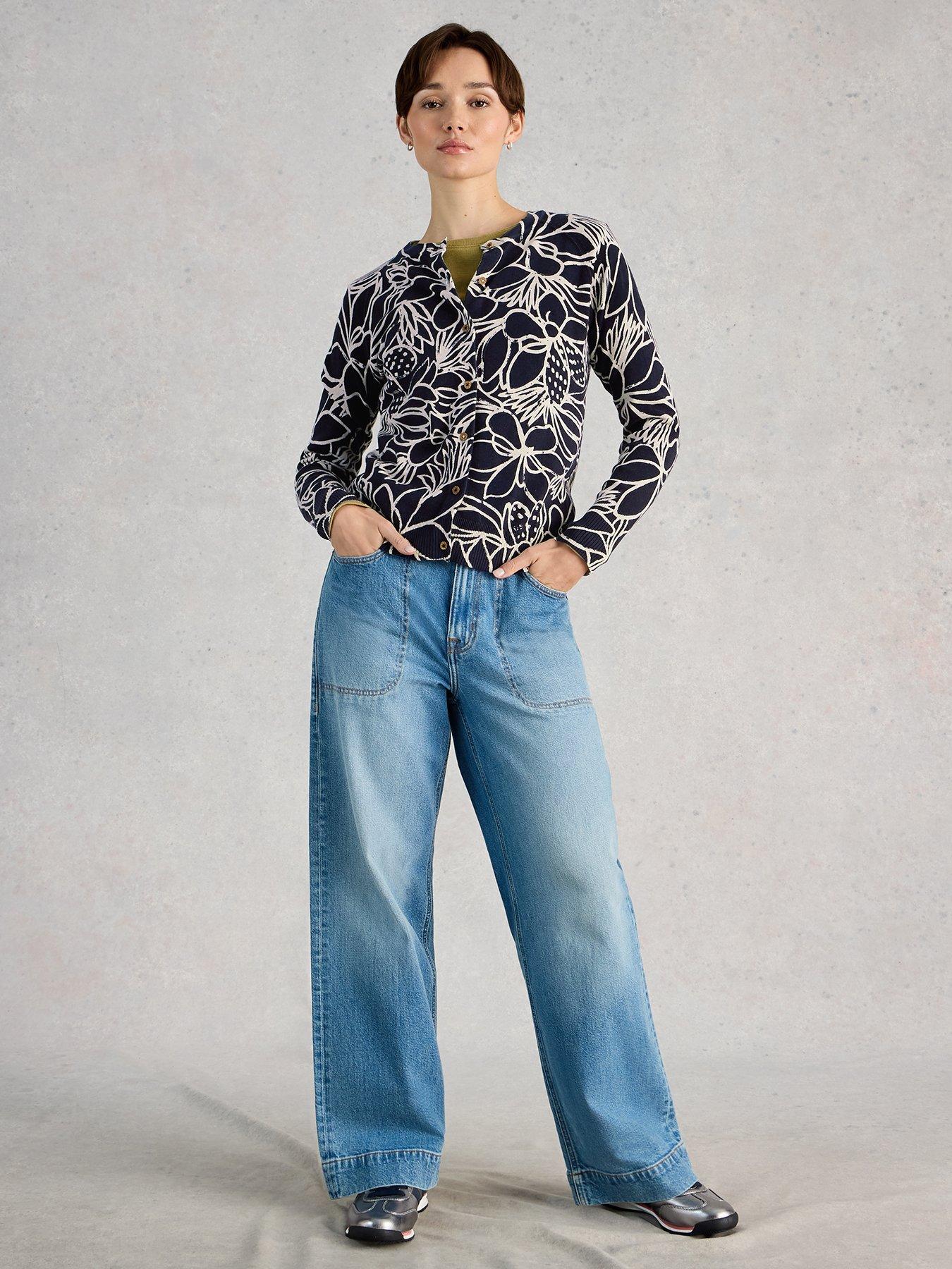 Image 3 of 6 of White Stuff Lulu Print Cardigan - Navy
