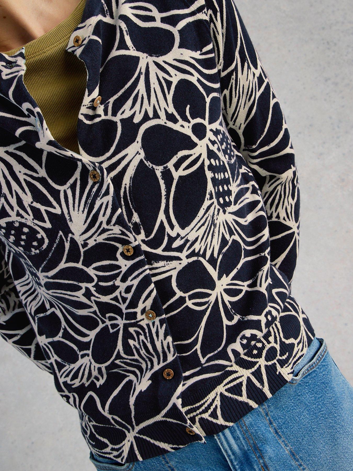 Image 4 of 6 of White Stuff Lulu Print Cardigan - Navy
