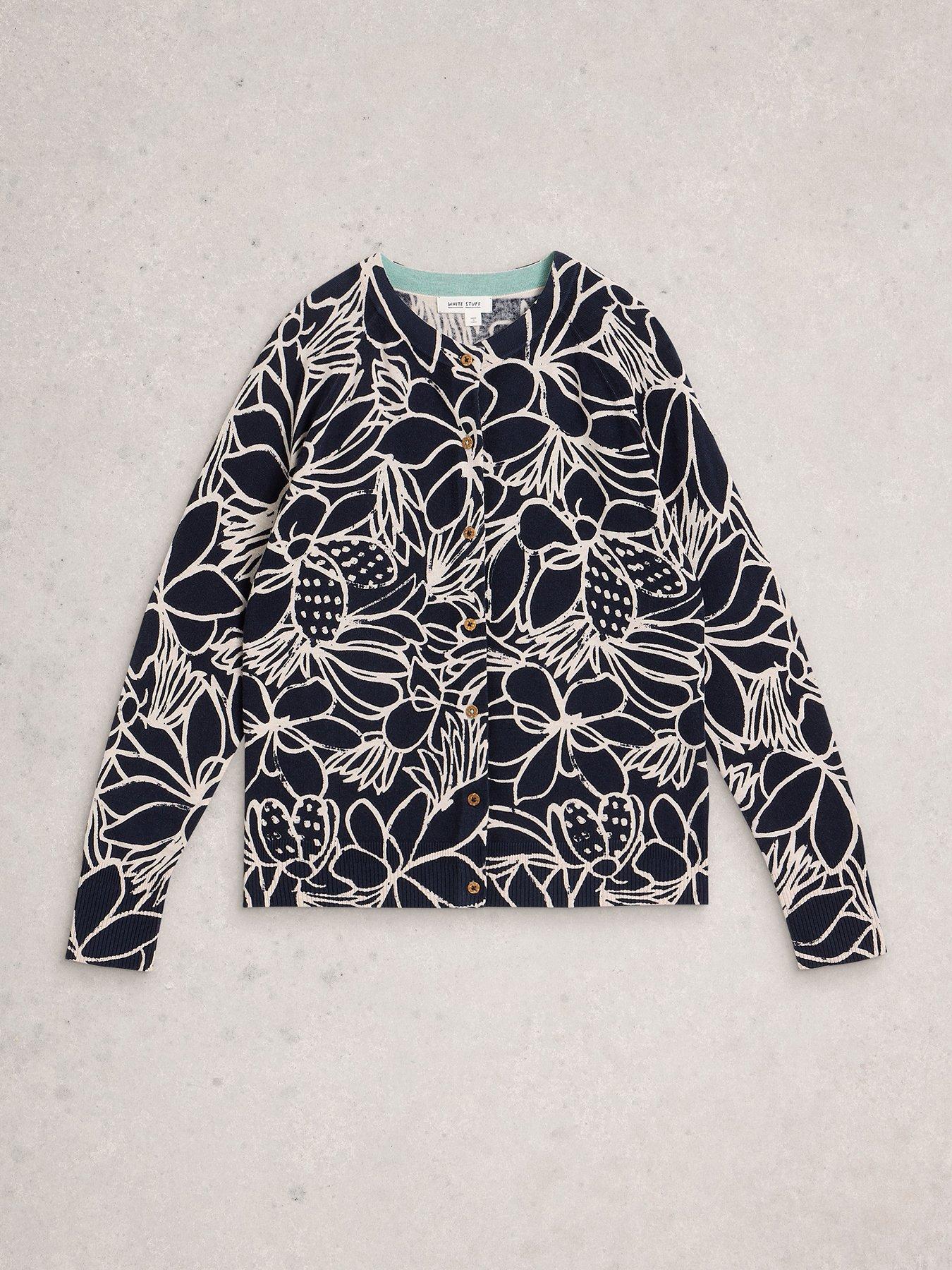 Image 5 of 6 of White Stuff Lulu Print Cardigan - Navy