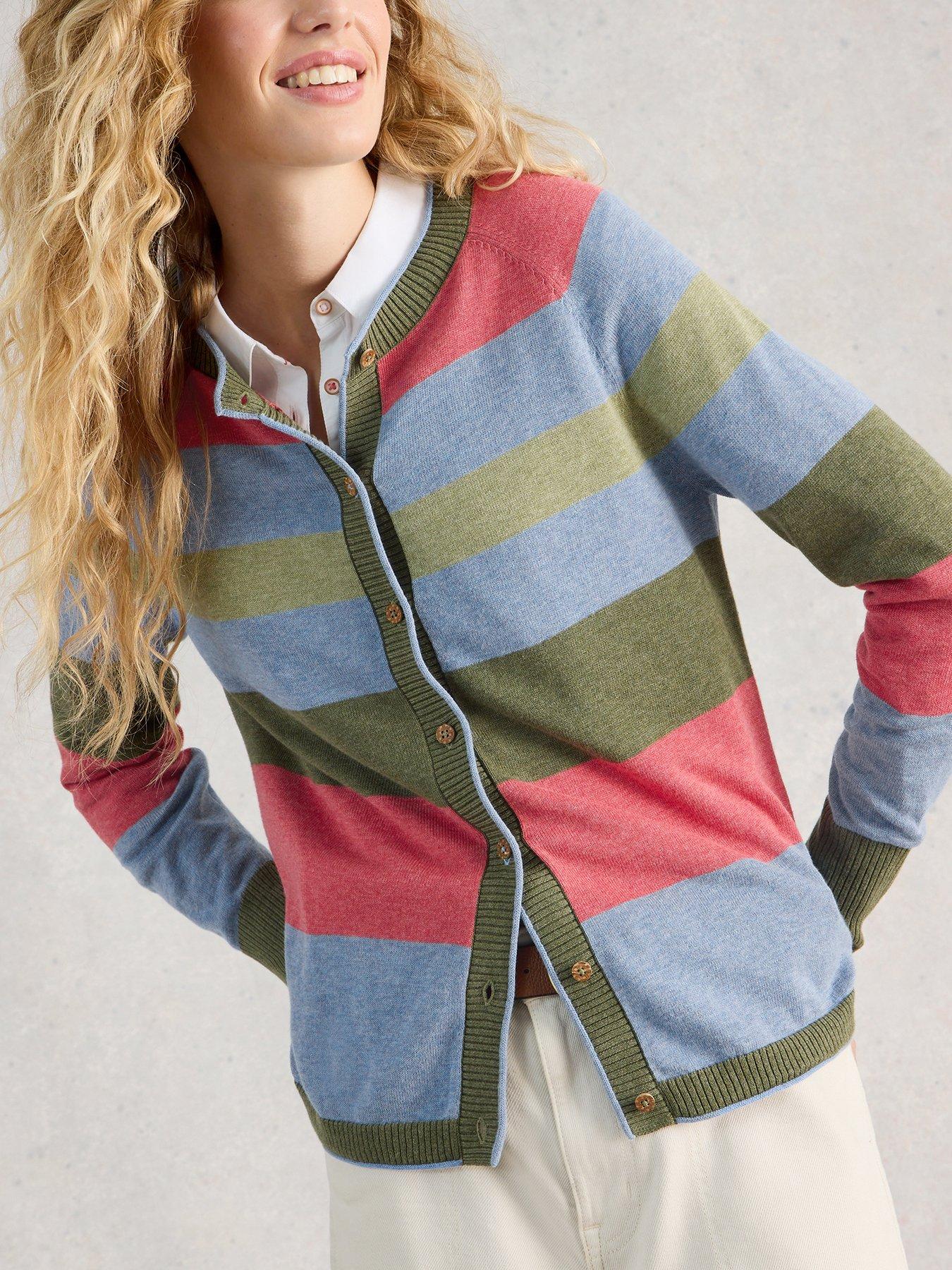Image 1 of 6 of White Stuff Lulu Stripe Cardigan - Green