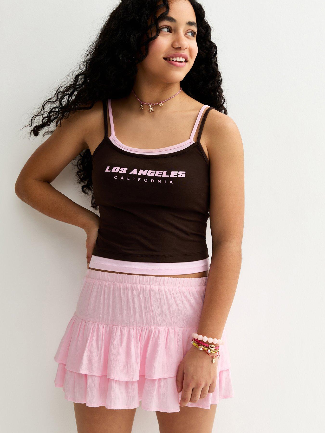 New Look 915 Girls Light Pink Crinkle Texture Rara Skort
