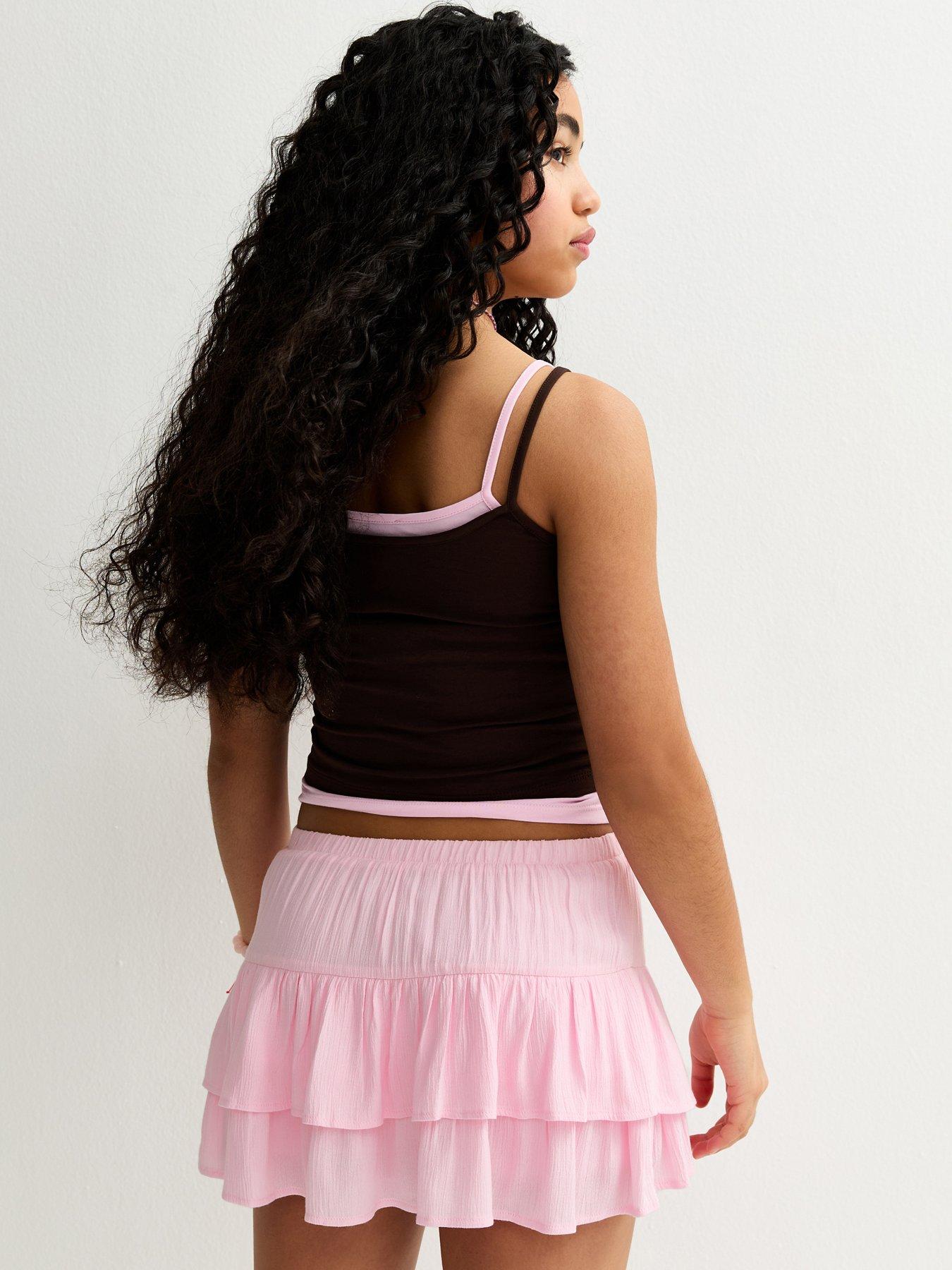 Image 2 of 5 of New Look 915 Girls Crinkle Texture Rara Skort - Light Pink