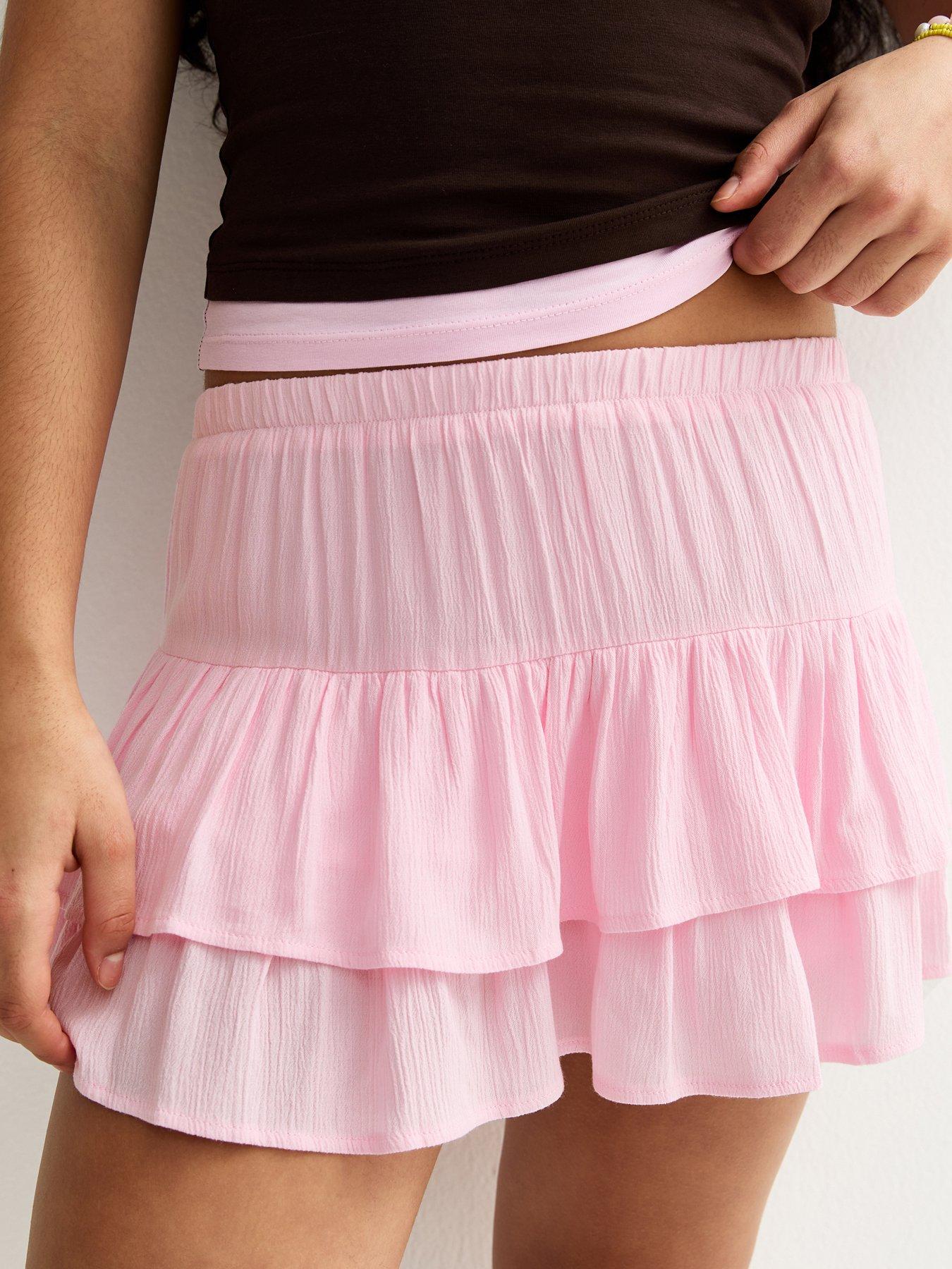 Image 4 of 5 of New Look 915 Girls Crinkle Texture Rara Skort - Light Pink