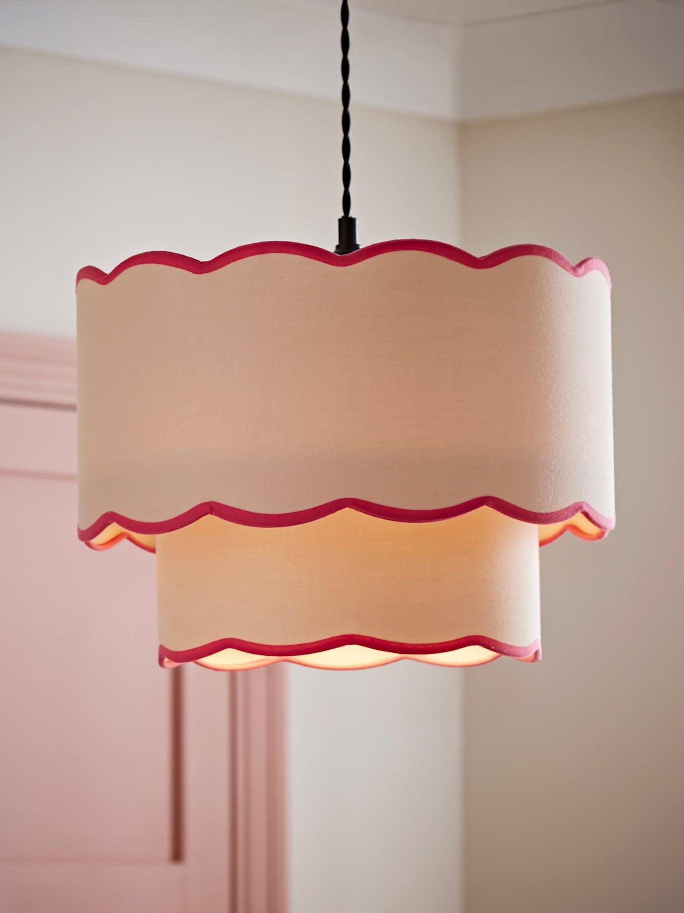 valuelights-sloane-two-tier-pink-colour-clash-scalloped-ceiling-light-shade