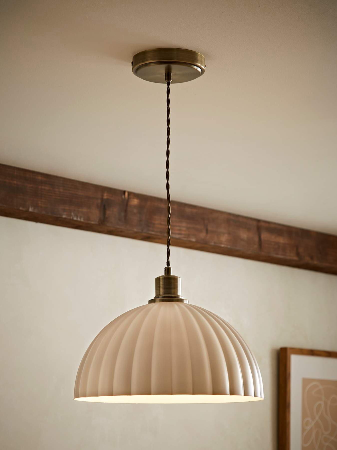 Image 1 of 6 of ValueLights Bourton Antique Gold Ribbed Dome Pendant Ceiling Light