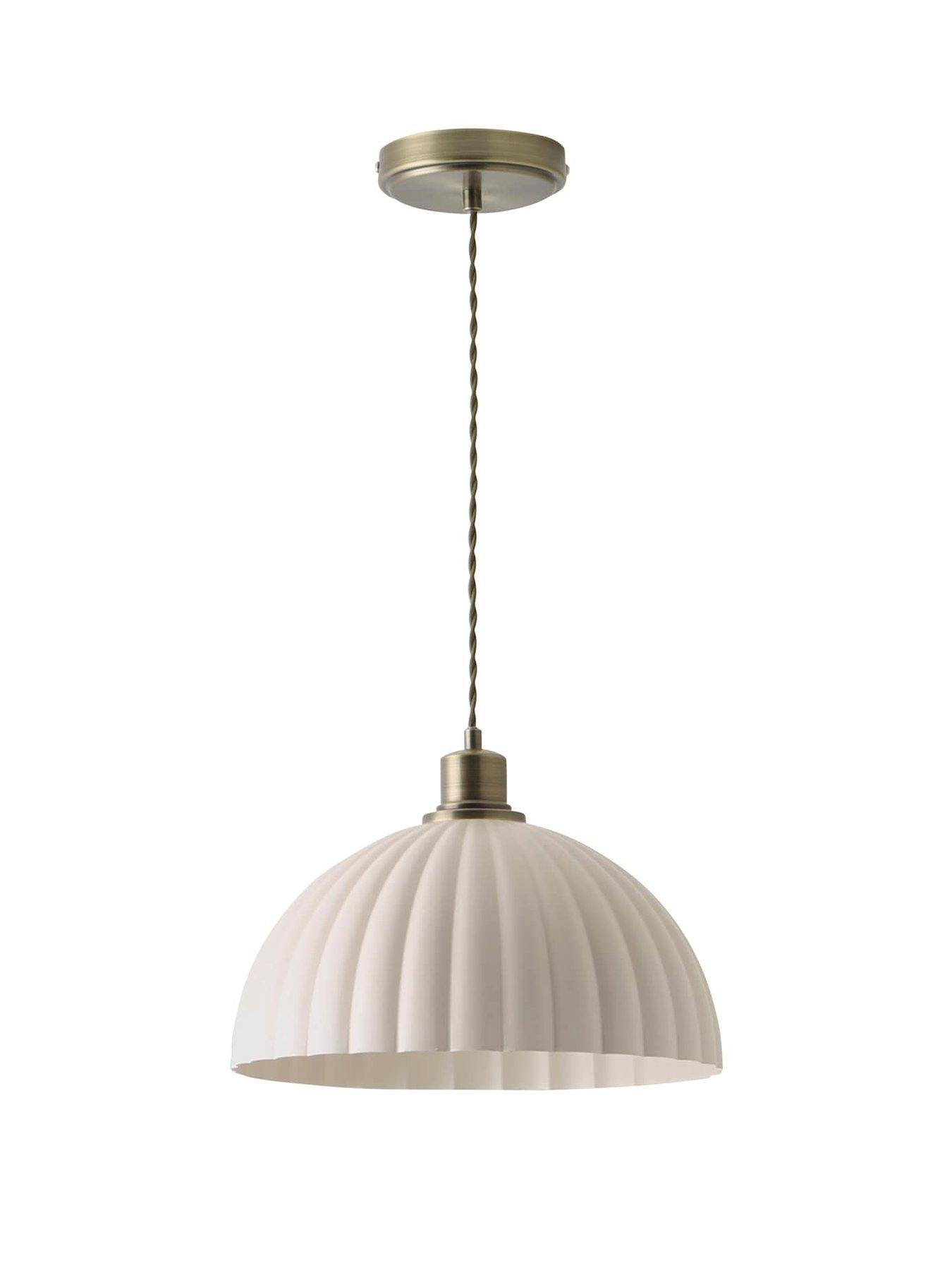 Image 2 of 6 of ValueLights Bourton Antique Gold Ribbed Dome Pendant Ceiling Light