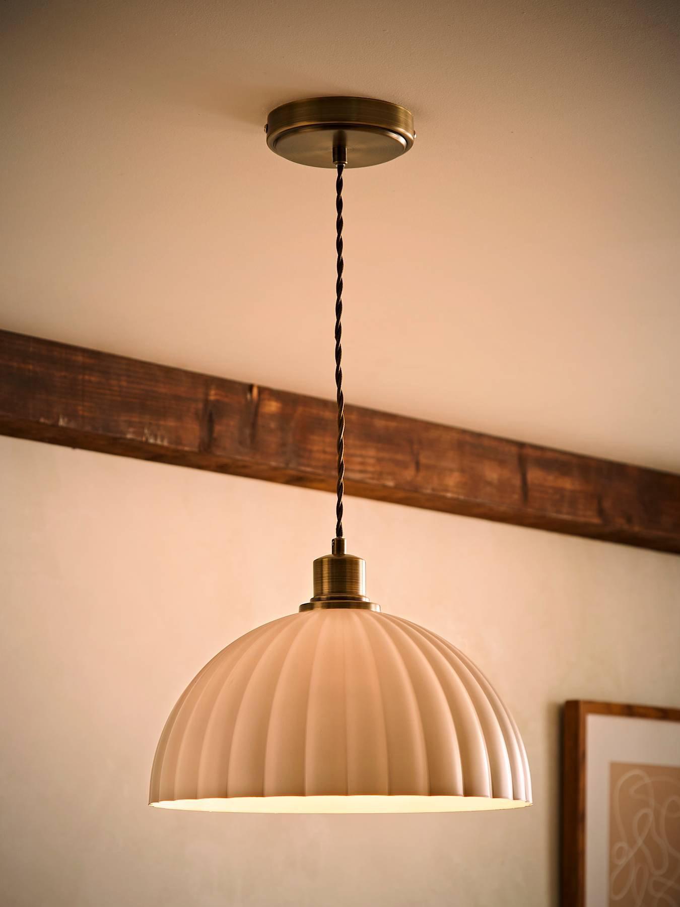 Image 3 of 6 of ValueLights Bourton Antique Gold Ribbed Dome Pendant Ceiling Light