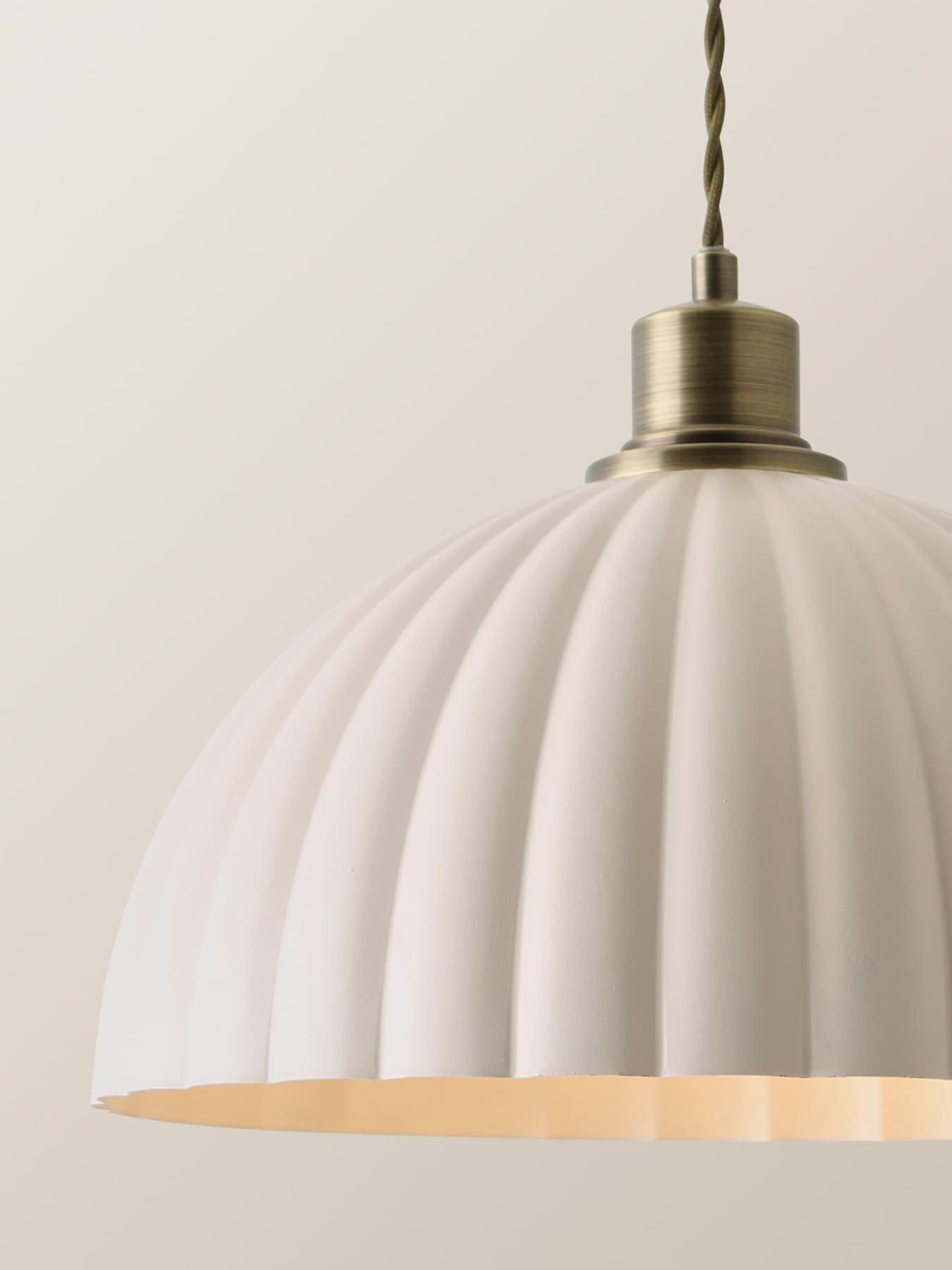 Image 4 of 6 of ValueLights Bourton Antique Gold Ribbed Dome Pendant Ceiling Light