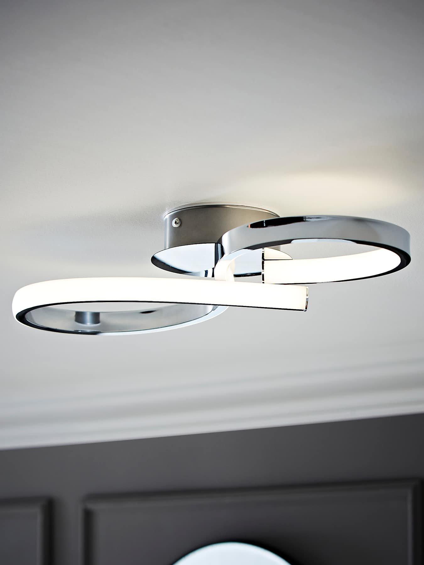 ValueLights Infinity Chrome Swirl IP44 Integrated LED Ceiling Light