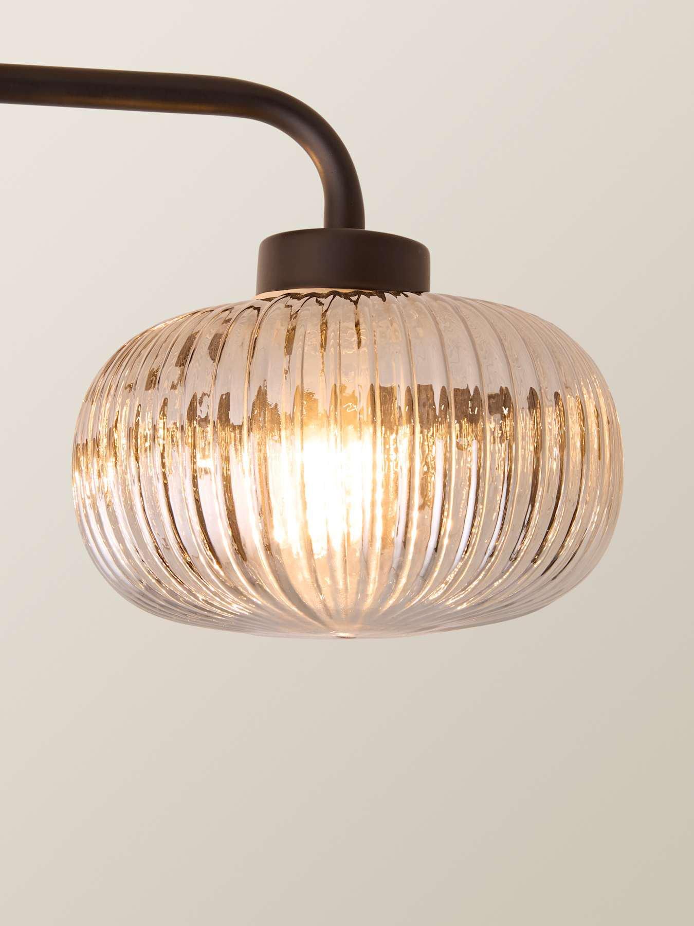 Image 4 of 6 of ValueLights Amaia Matte Black IP44 Rated 3 Way Smoked Ribbed Glass Ceiling Light