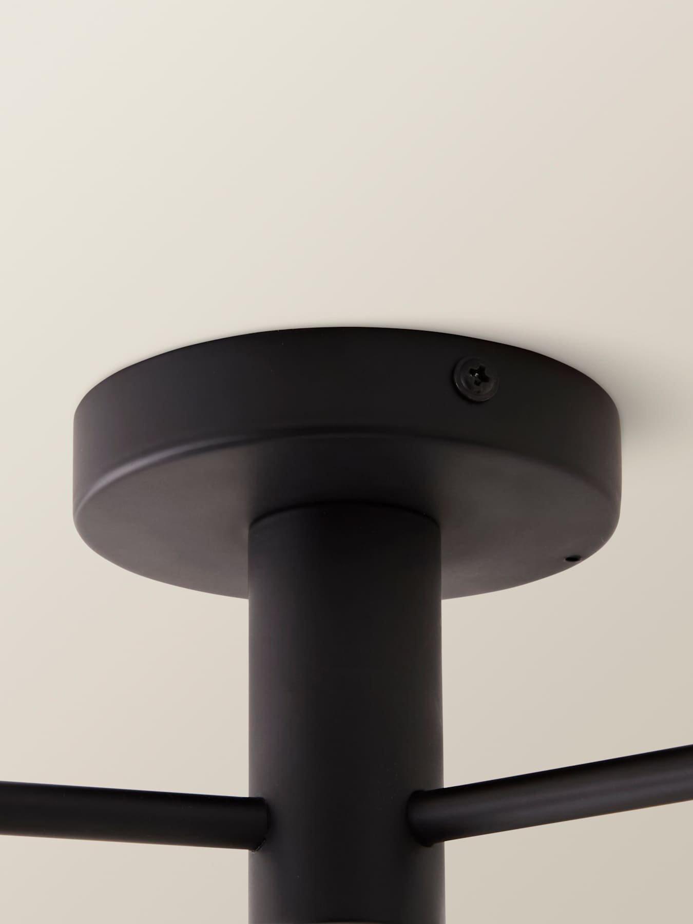 Image 5 of 6 of ValueLights Amaia Matte Black IP44 Rated 3 Way Smoked Ribbed Glass Ceiling Light