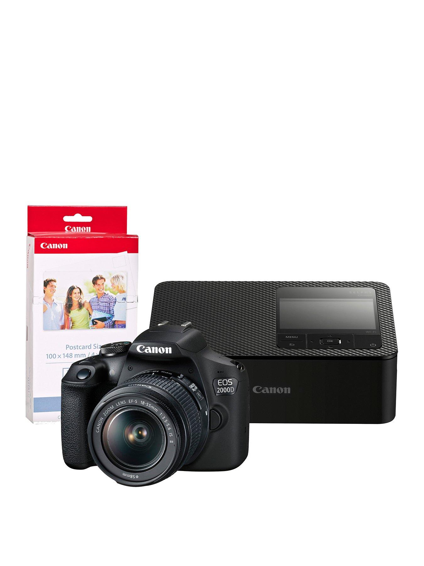 Canon Canon EOS 2000D Camera 18-55mm IS II Lens with CP1500 Printer KP-36IP 36 Shot Black