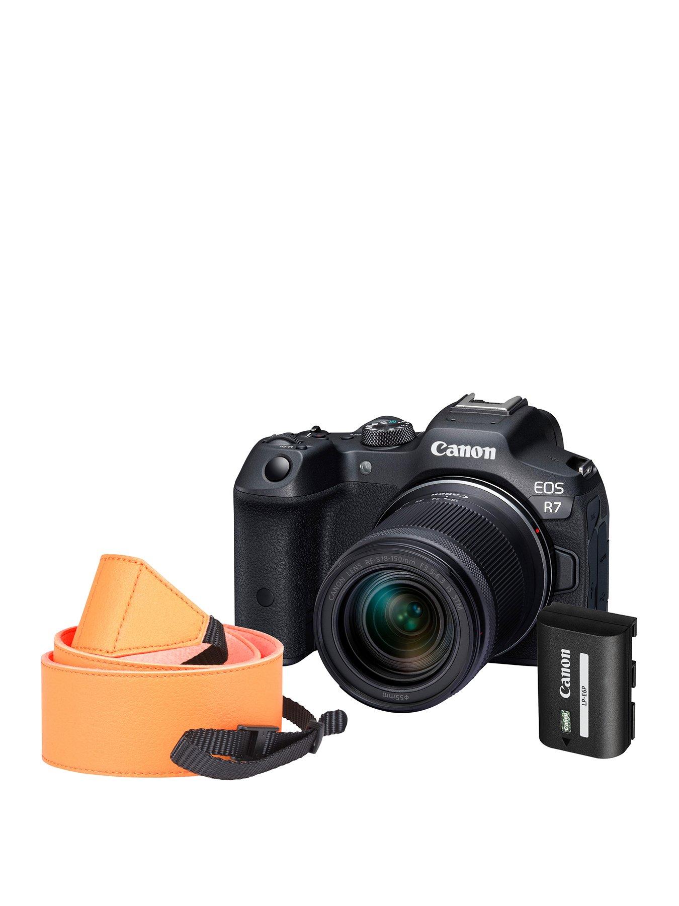 Canon EOS R7 Camera Kit inc RF-S 18-150mm Lens, Neck Strap  &  Additional LP-E6P Battery - Black