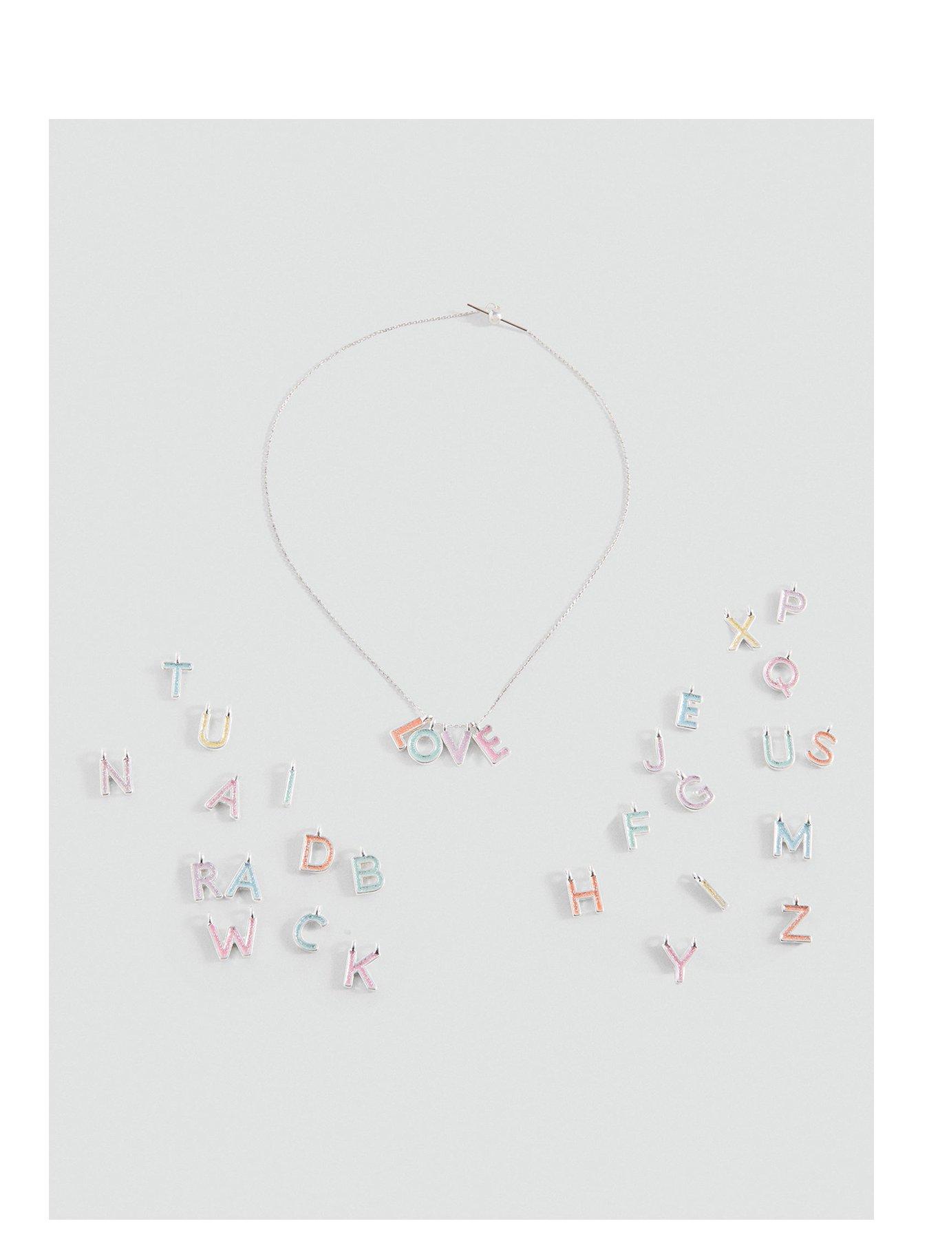 Mango Girls Letter Charm Necklace - Gold