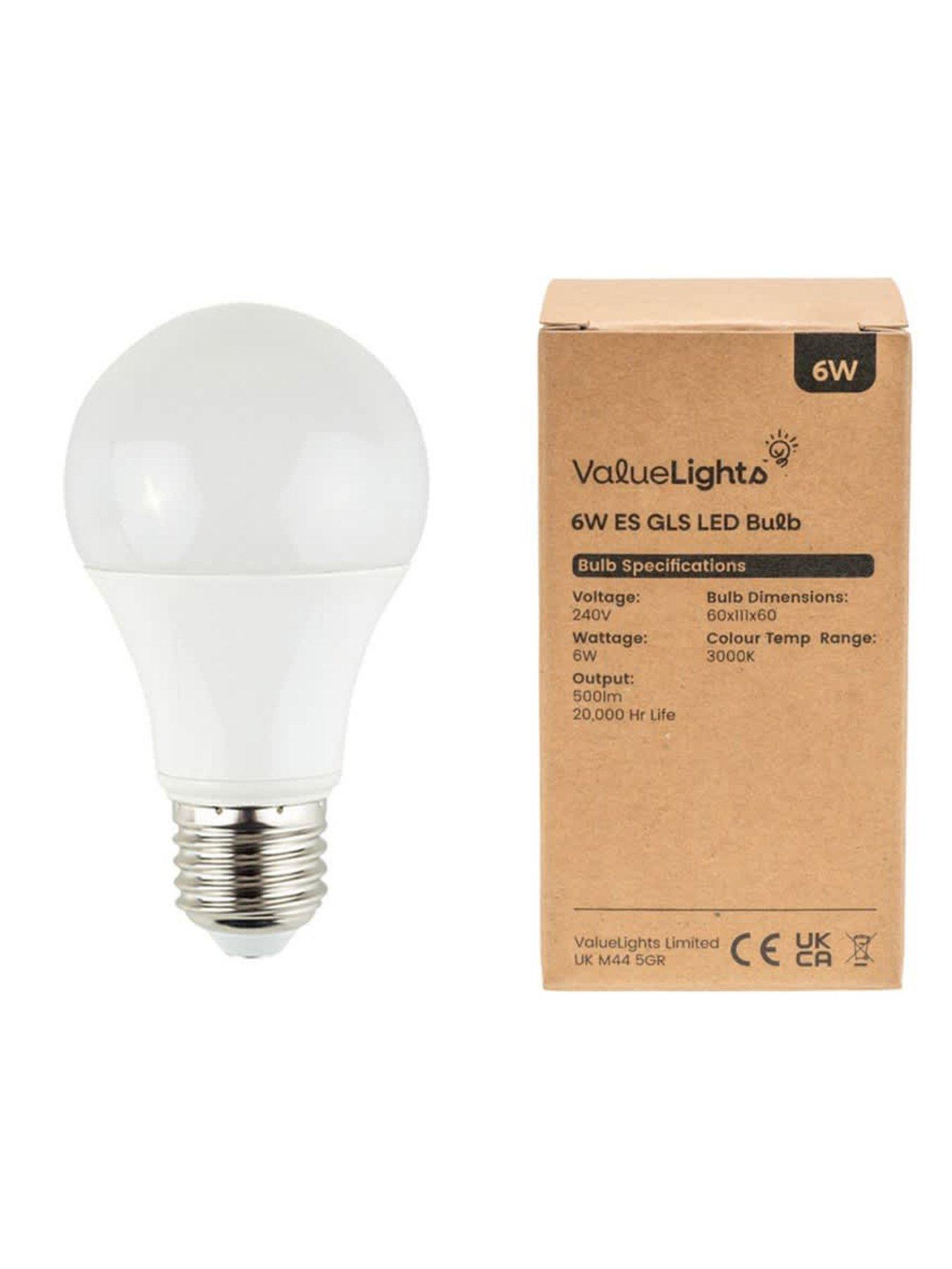 valuelights-pack-of-6-e27-6w-led-gls-bulb-light-bulbs-warm-white