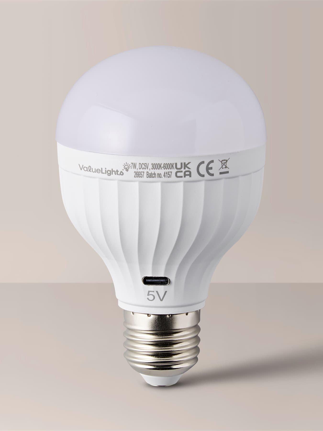 Image 5 of 7 of ValueLights Pack of 2 E27 USB Rechargeable Light Bulbs with Remote Control