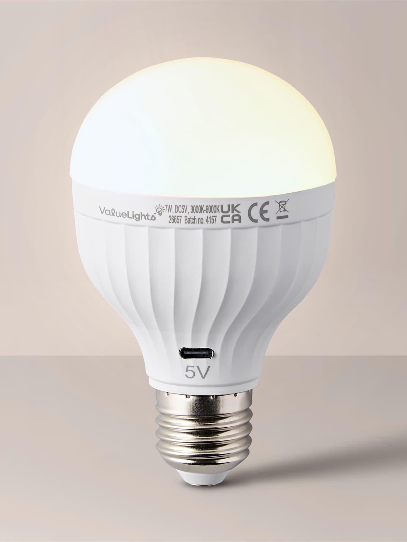 Image 6 of 7 of ValueLights Pack of 2 E27 USB Rechargeable Light Bulbs with Remote Control