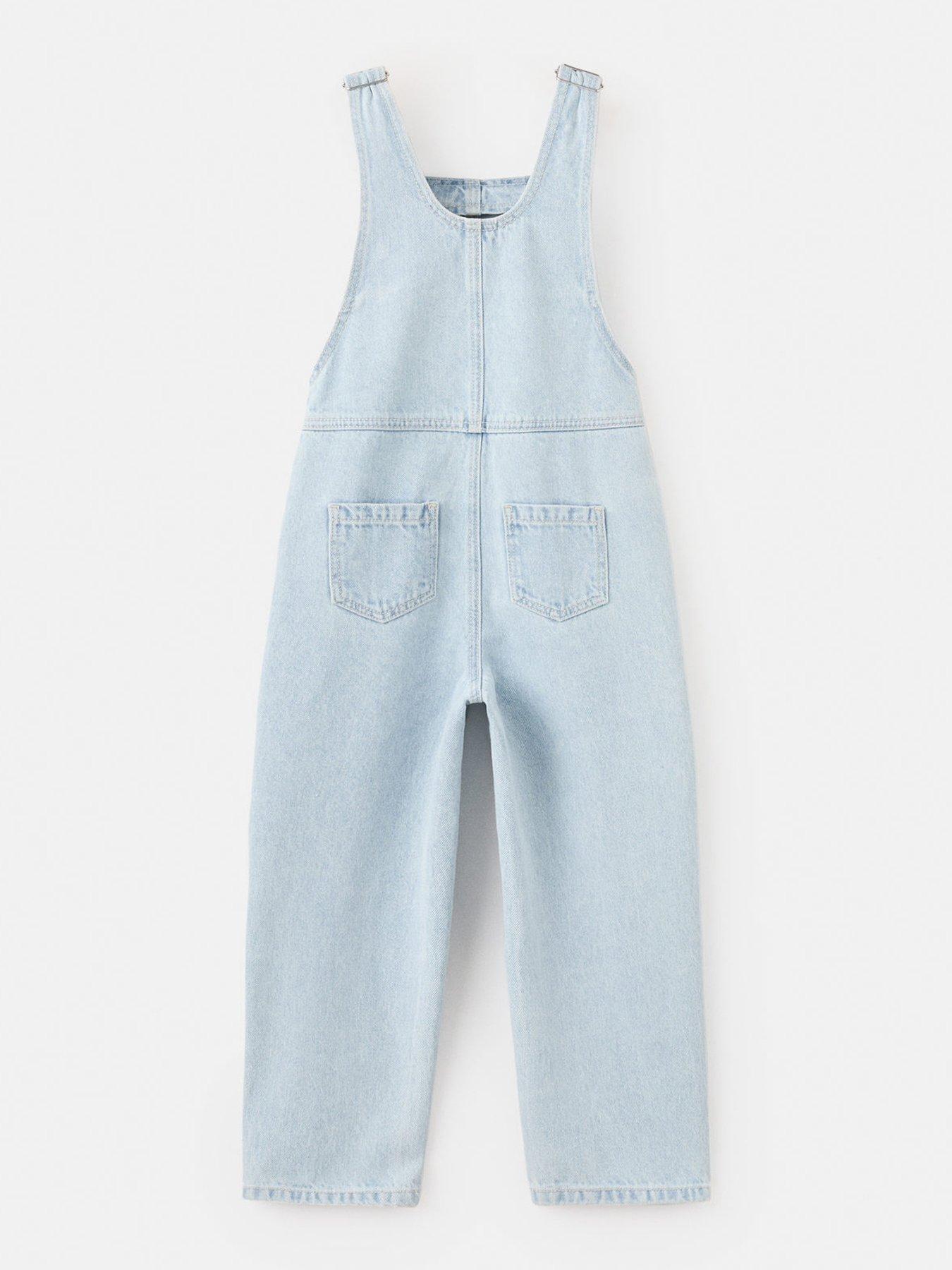 Image 2 of 4 of Mango Younger Girls Denim Dungarees - Blue