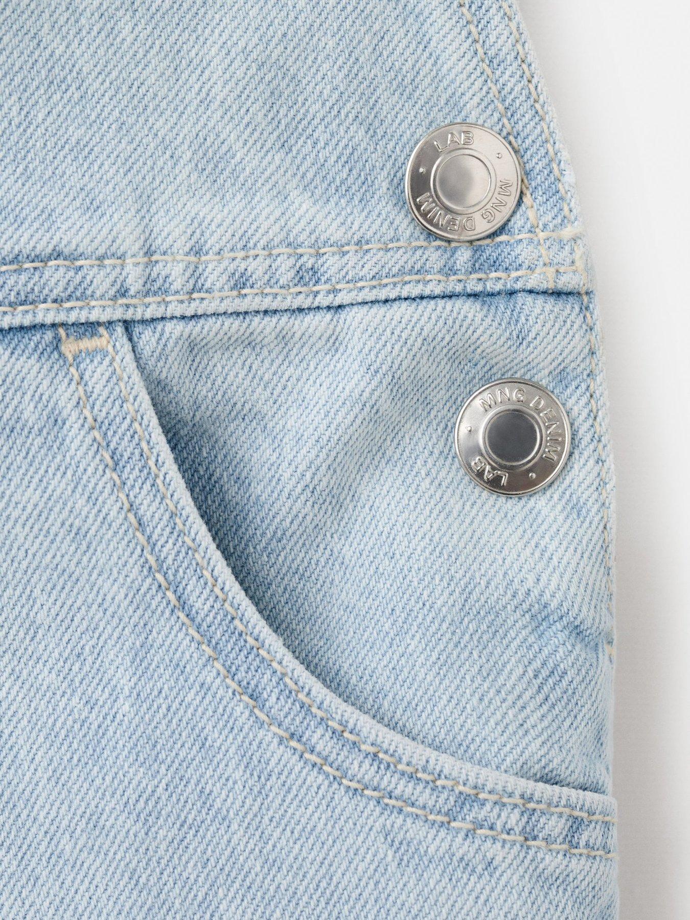 Image 4 of 4 of Mango Younger Girls Denim Dungarees - Blue