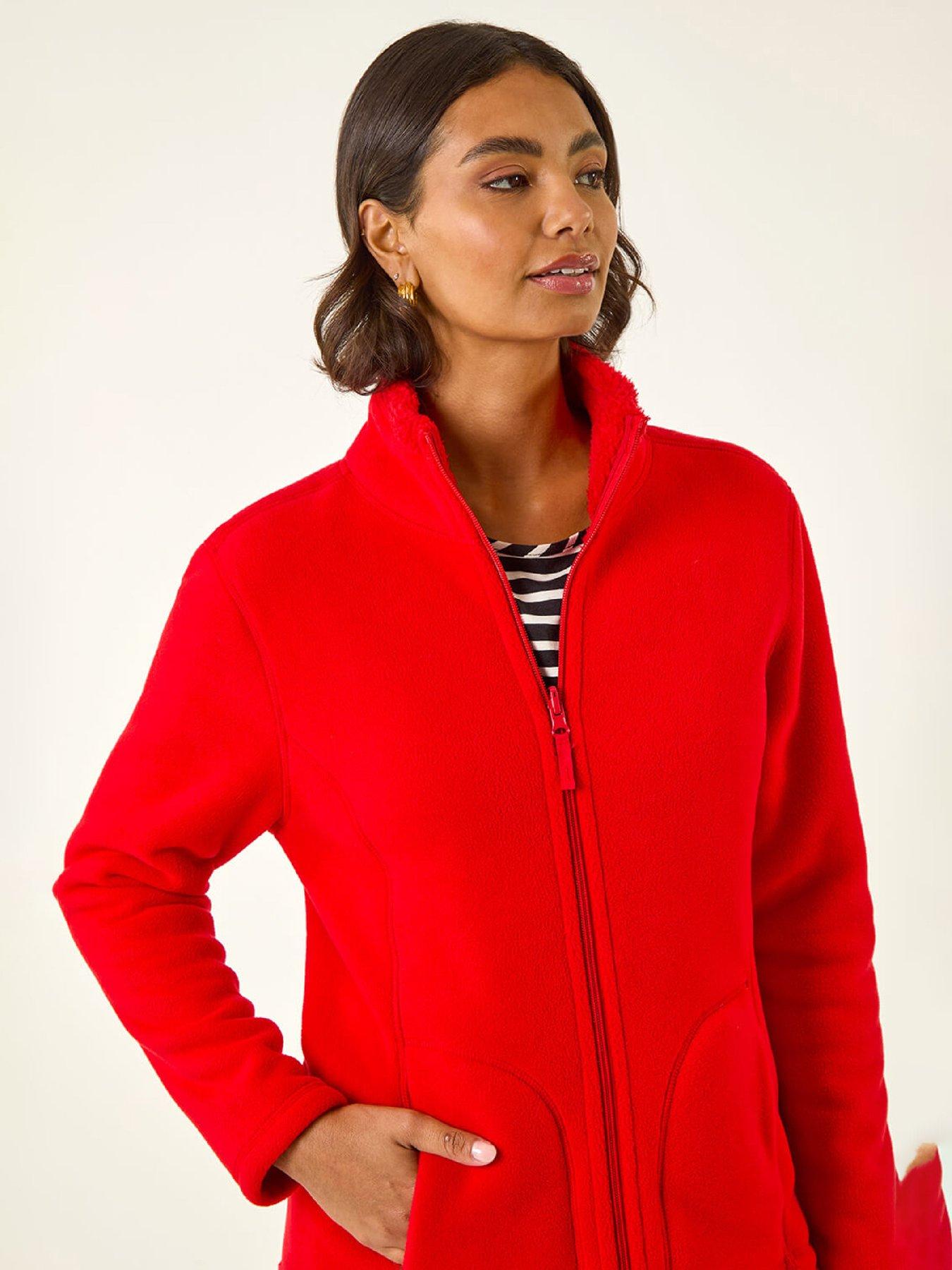 Image 4 of 5 of Roman Reversible Fleece Zip Jacket - Red