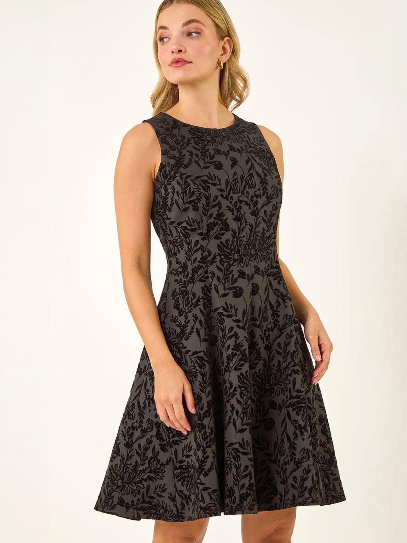 roman-dusk-flocked-premium-stretch-dress-black