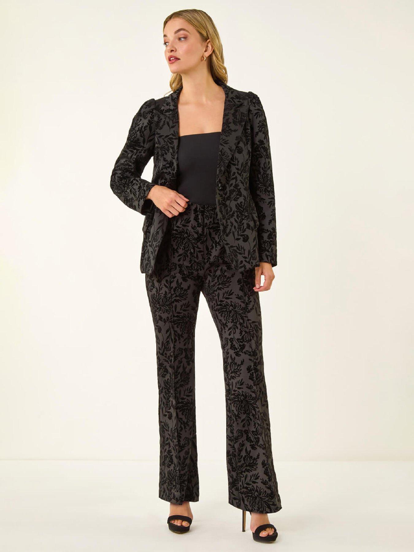 Image 3 of 5 of Roman Dusk Flocked Premium Stretch Blazer - Black