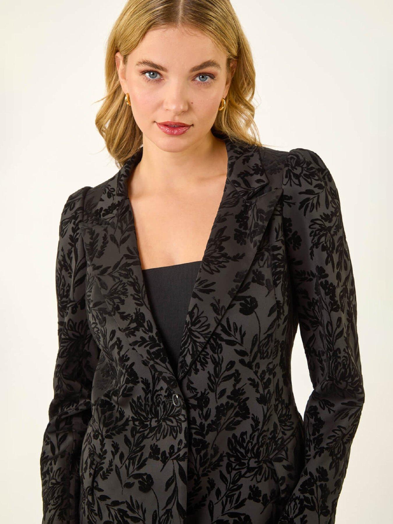 Image 5 of 5 of Roman Dusk Flocked Premium Stretch Blazer - Black