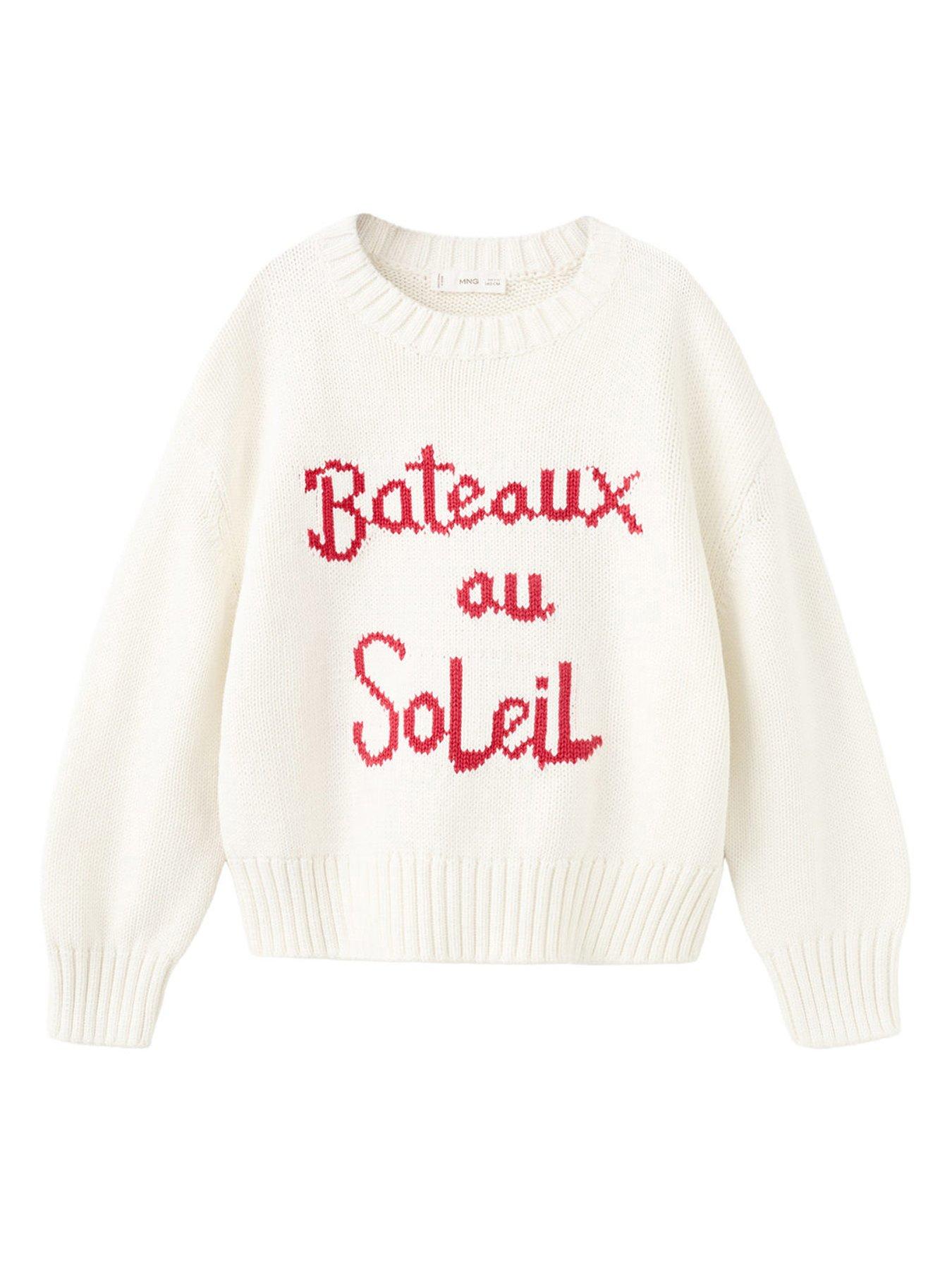 Image 1 of 4 of Mango Girls Bateaux Au Soleil Knitted Jumper - Light Cream