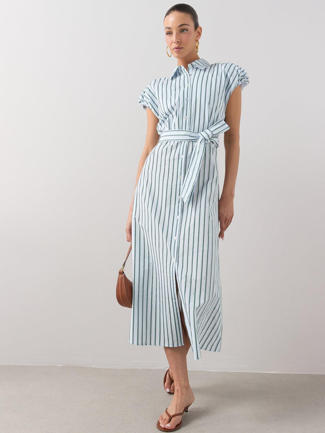 Image 3 of 6 of The Very Collection Button Through Belted Shirt Midi Dress