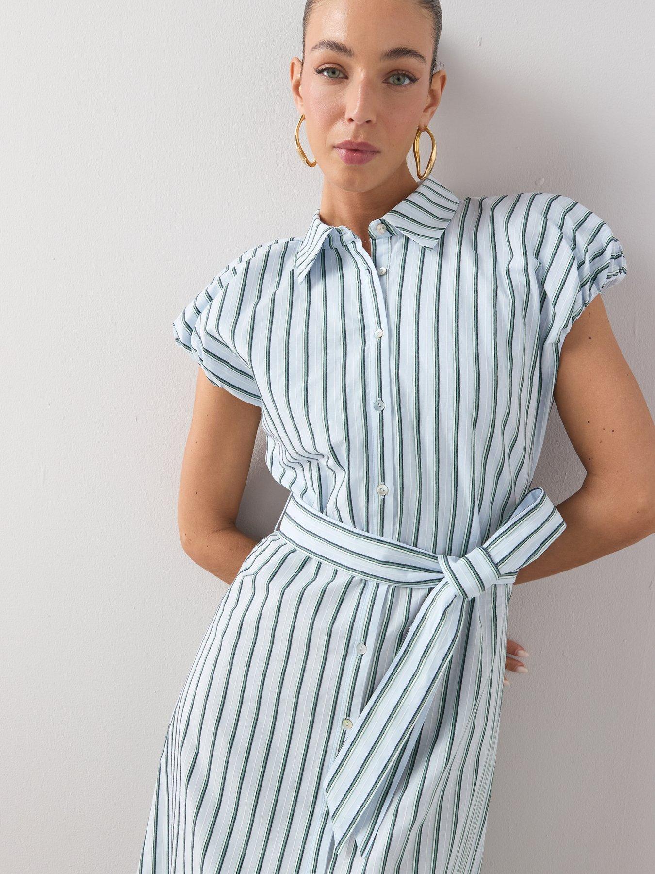 Image 4 of 6 of The Very Collection Button Through Belted Shirt Midi Dress